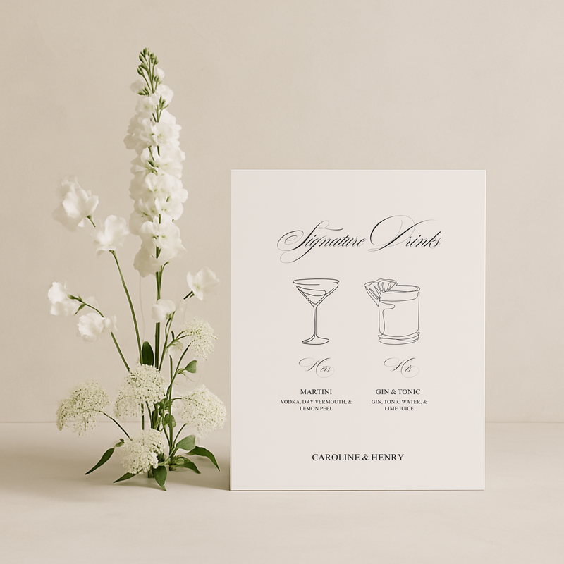 Drinks & Bar Sign III | Florence Collection | Wedding Signage