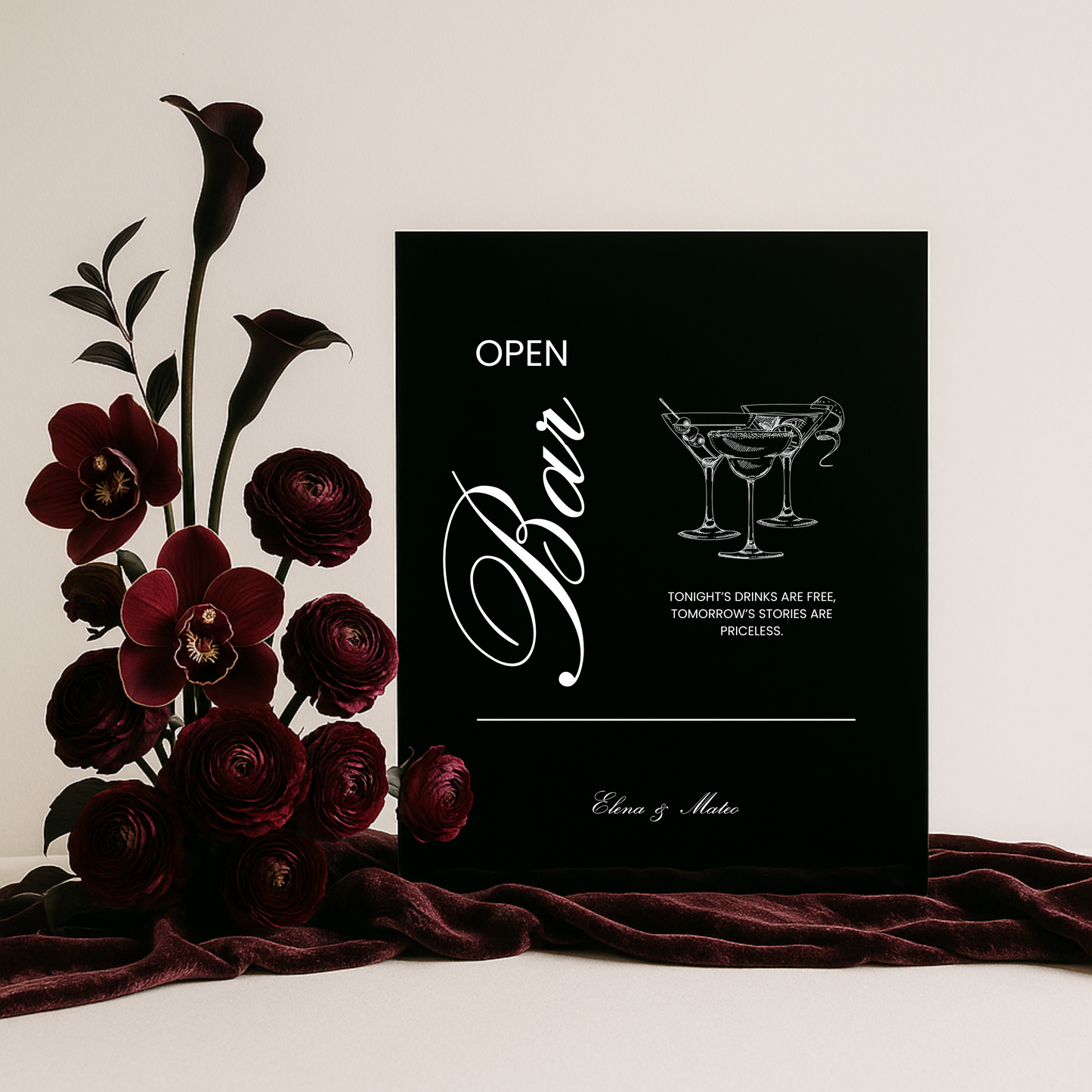 Drinks & Bar Sign V | Reina Collection | Wedding Signage