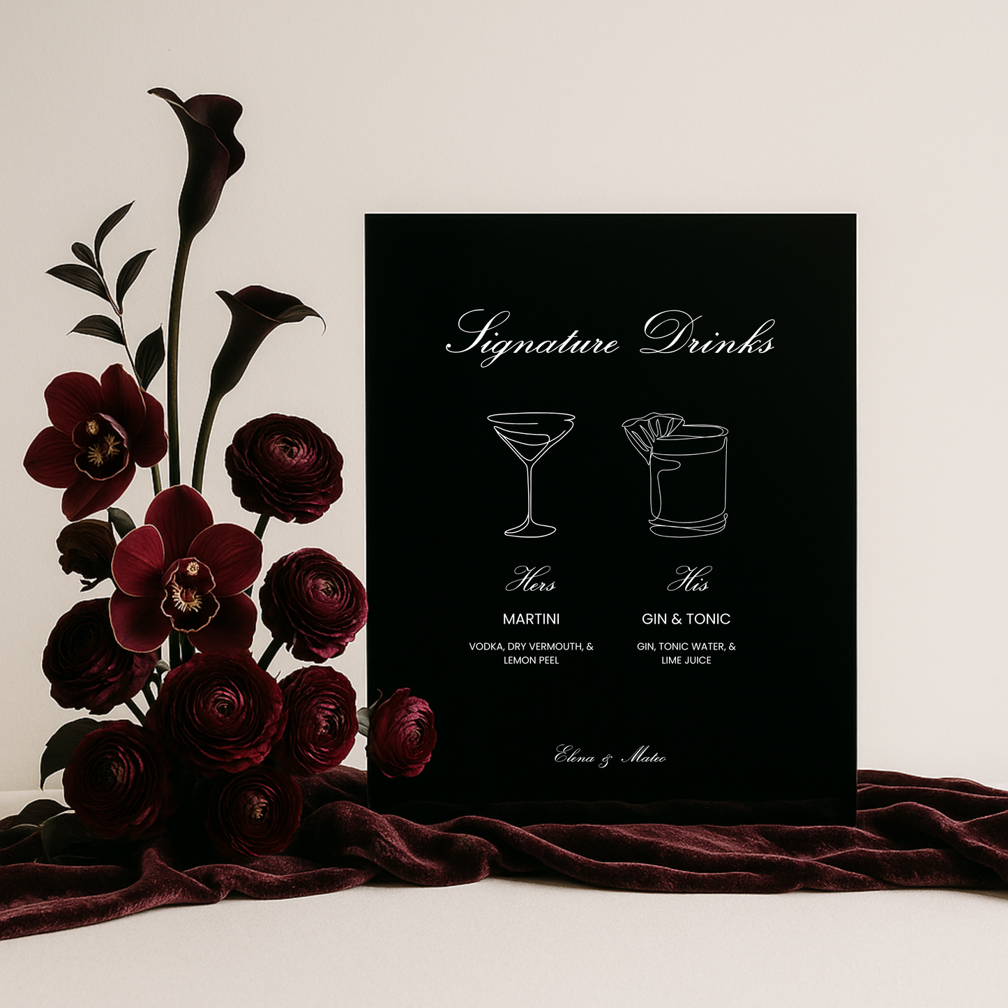 Drinks & Bar Sign III | Reina Collection | Wedding Signage