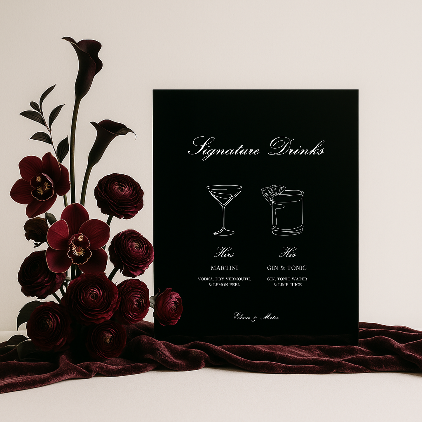 Drinks & Bar Sign VIII | Reina Collection | Wedding Signage