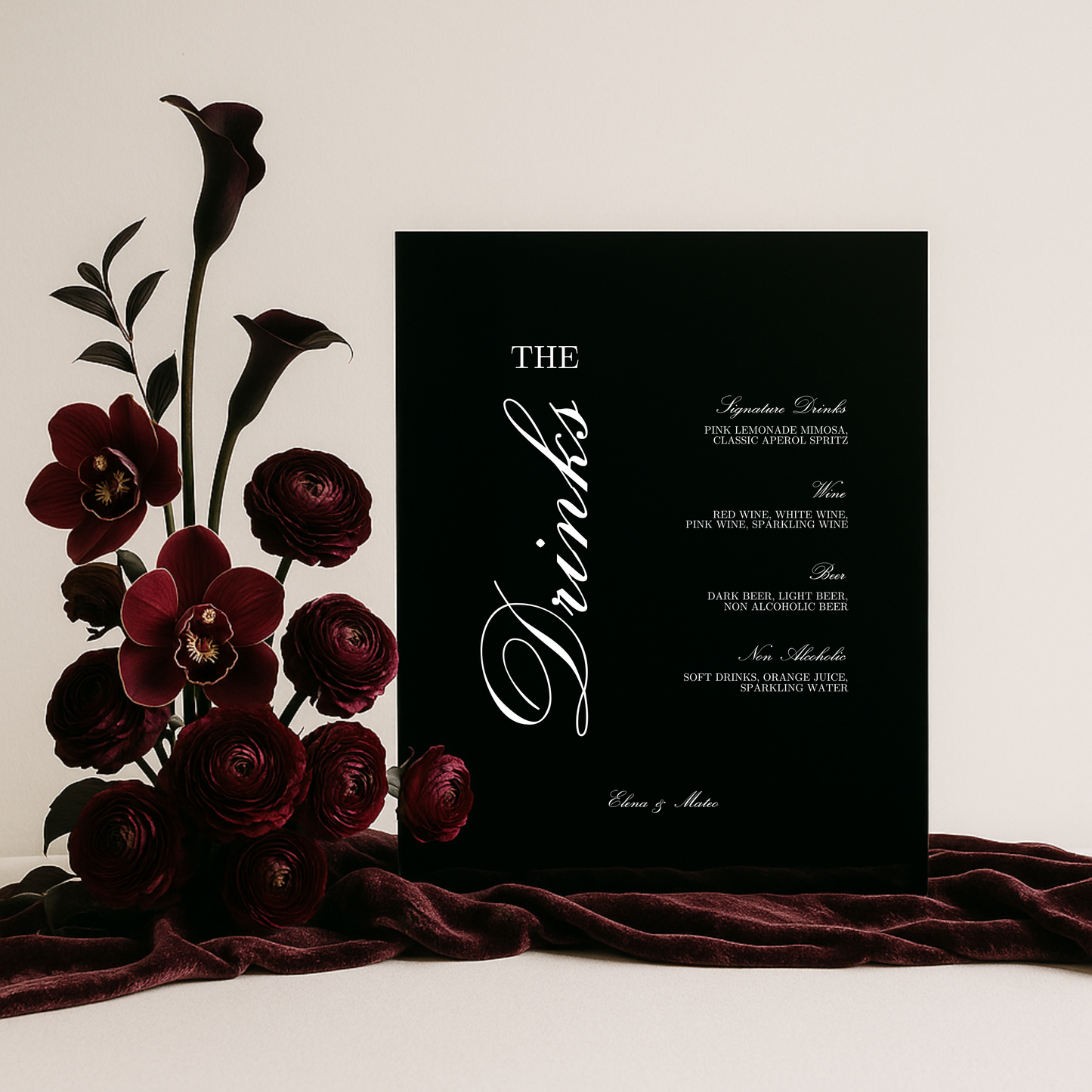 Drinks & Bar Sign I | Reina Collection | Wedding Signage