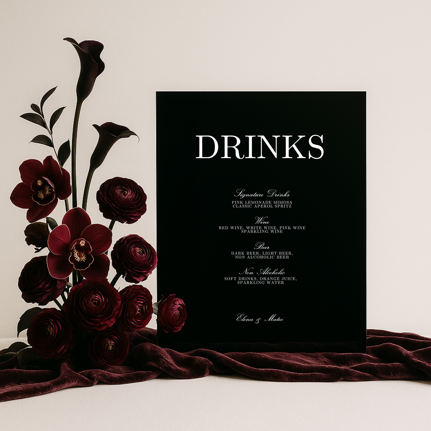 Drinks & Bar Sign IV | Reina Collection | Wedding Signage