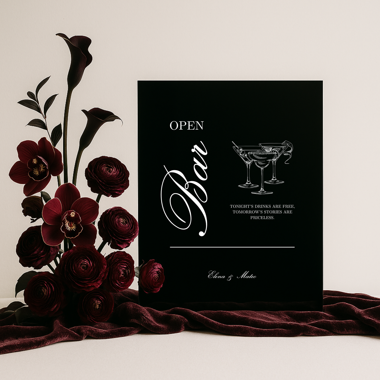 Drinks & Bar Sign V | Reina Collection | Wedding Signage