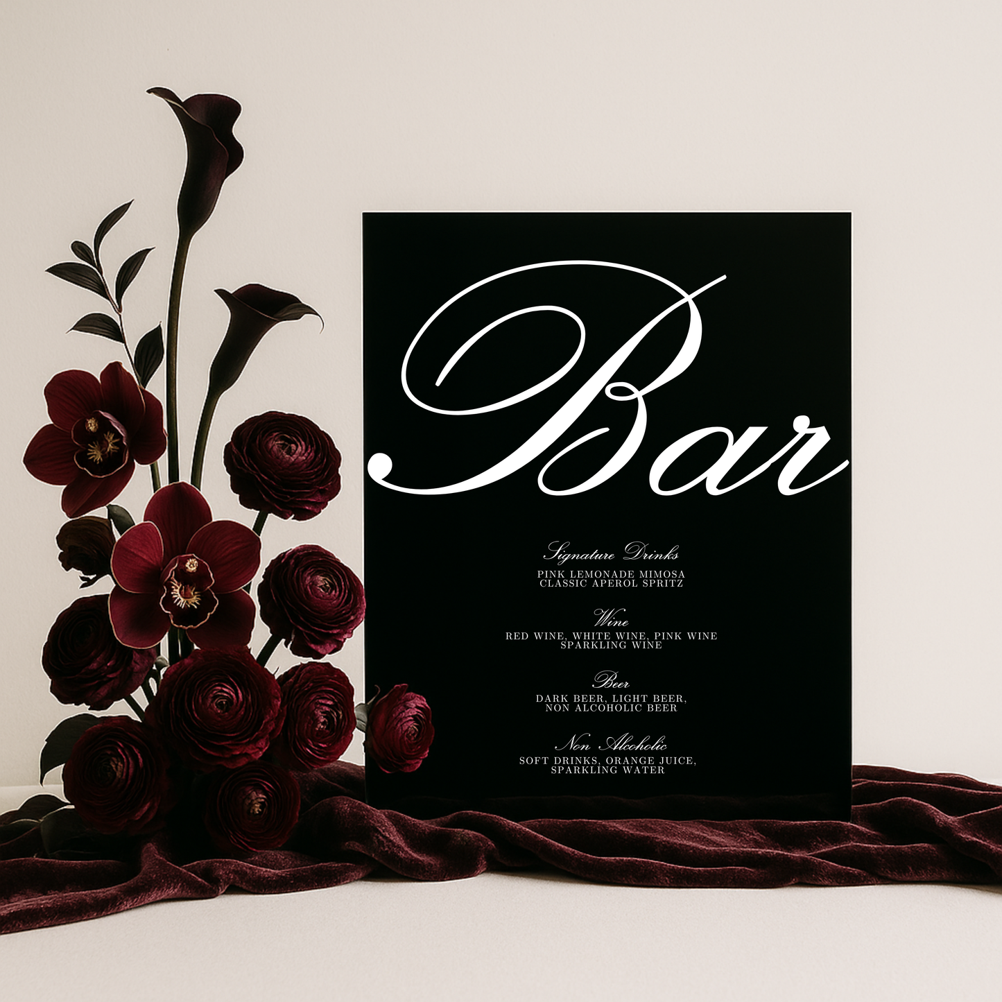 Drinks & Bar Sign II | Reina Collection | Wedding Signage