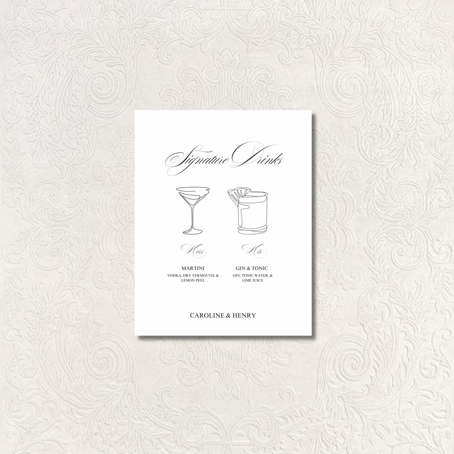 Drinks & Bar Sign III | Florence Collection | Wedding Signage