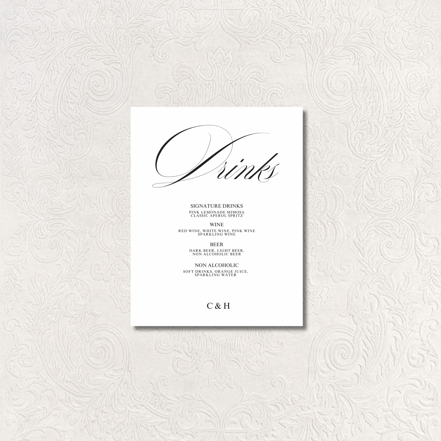 Drinks & Bar Sign IV | Florence Collection | Wedding Signage