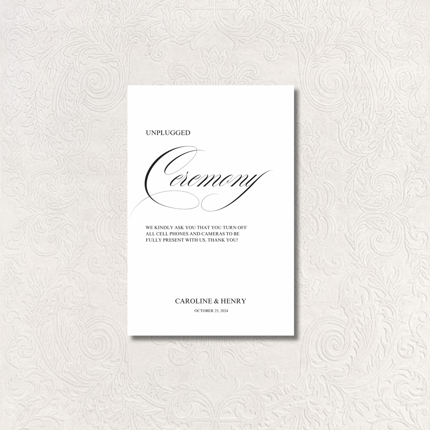 Unplugged Ceremony Sign I | Florence Collection | Wedding Signage