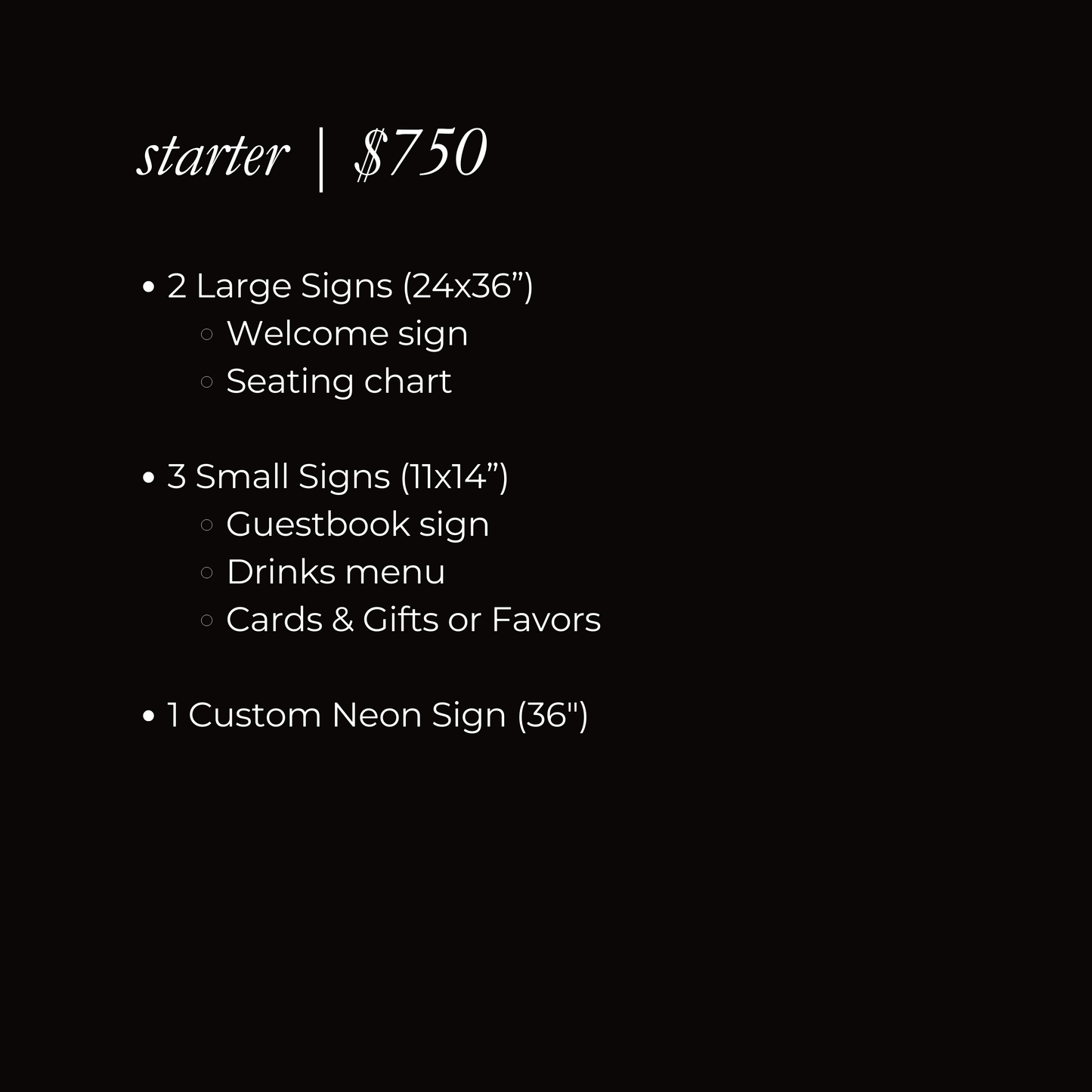 Wedding Signage Package Deposit (Full Payment Due Before Production)