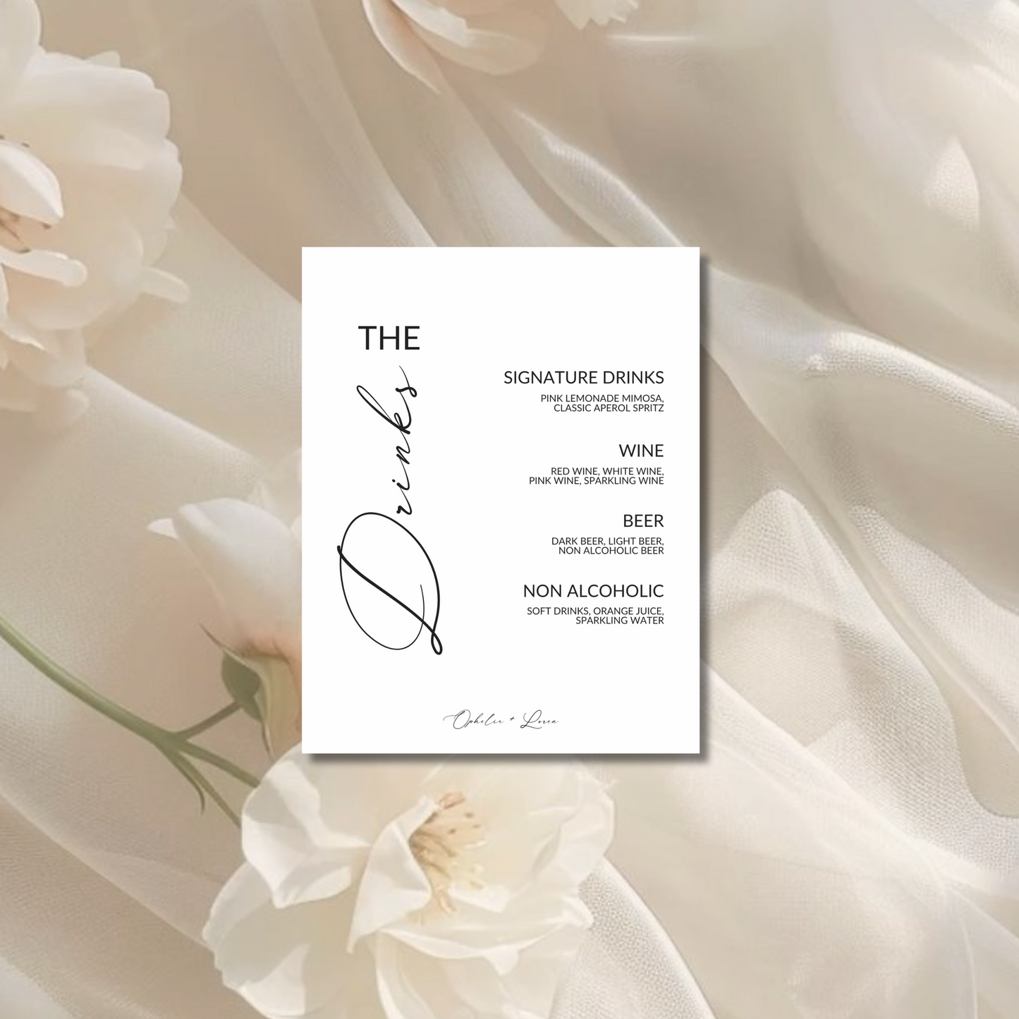 Drinks & Bar Sign I | Aria Collection | Wedding Signage