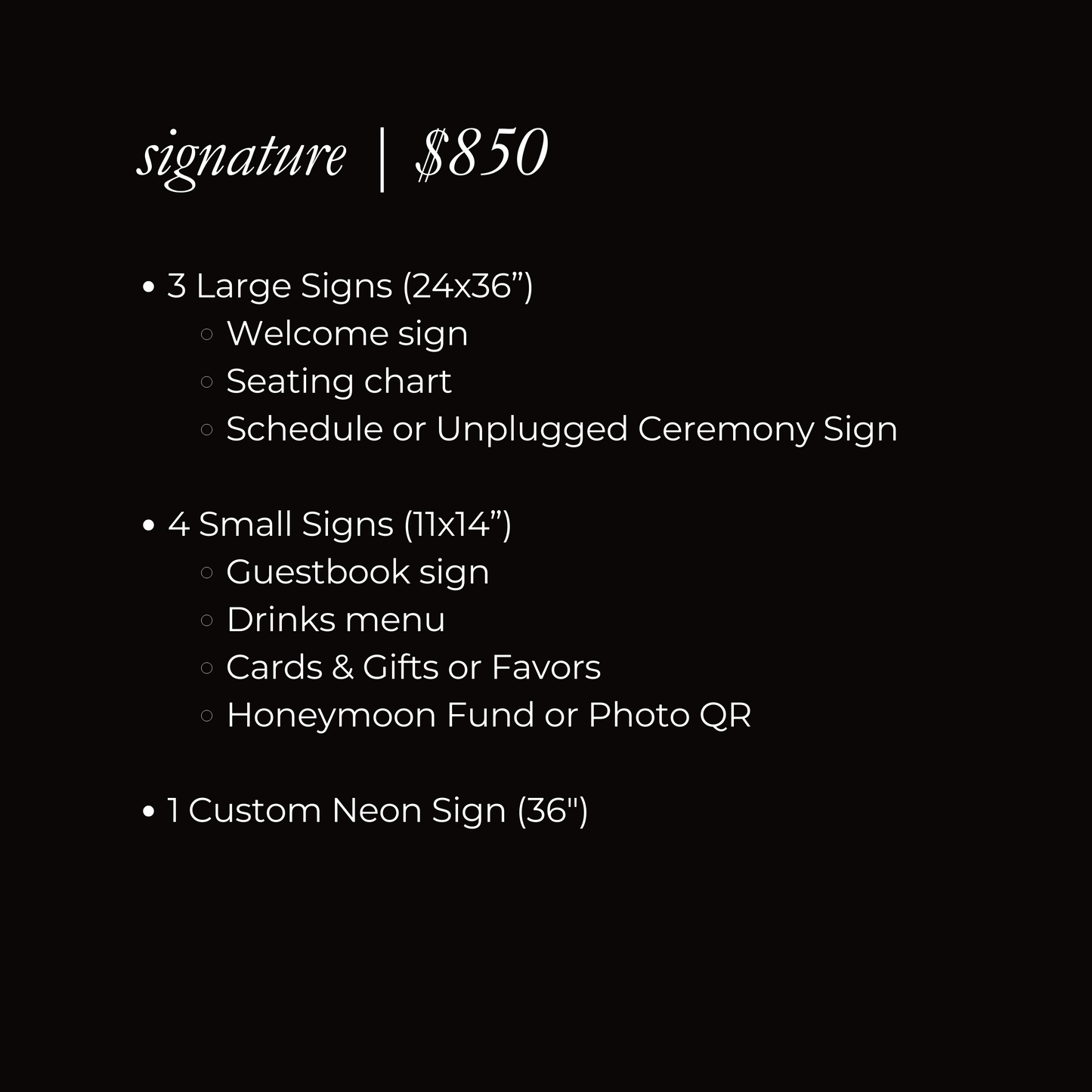 Wedding Signage Package Deposit (Full Payment Due Before Production)