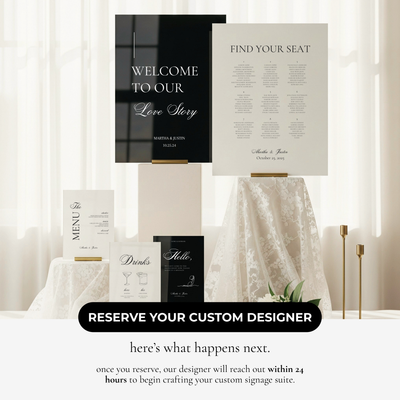 Custom Wedding Signage Suite | Acrylic Welcome & Seating Signs