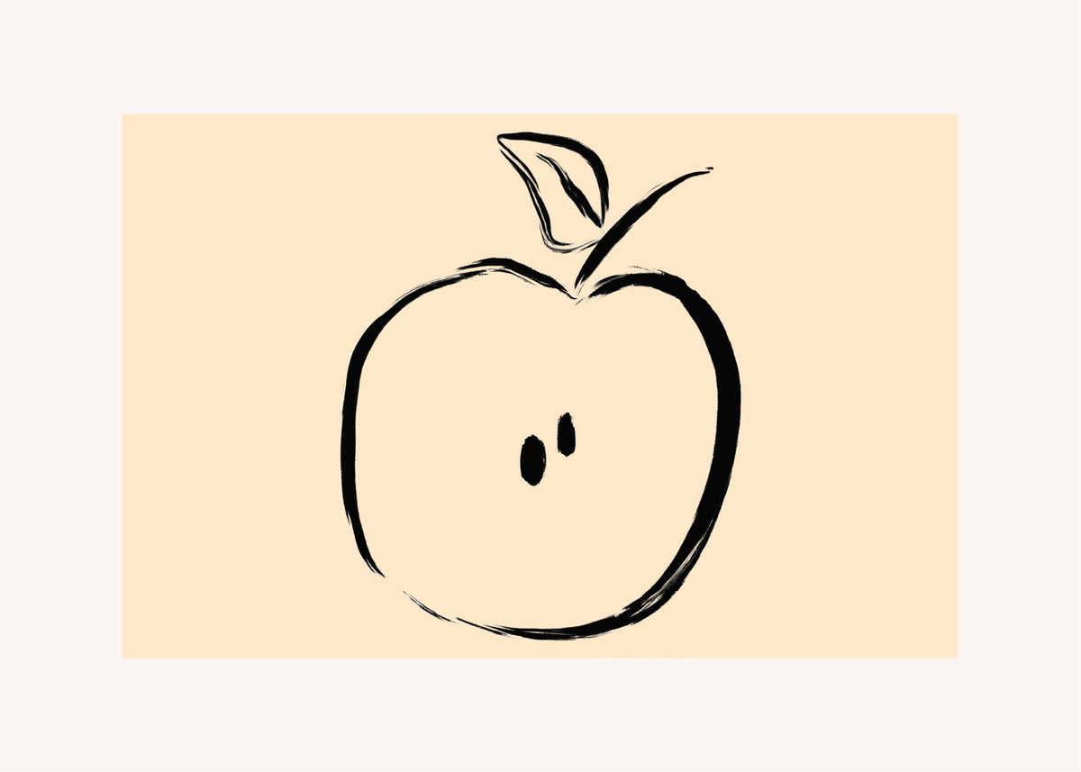 Apple Line Drawing, modern wall art print