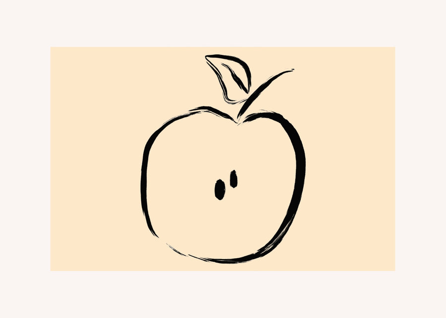 Apple Line Drawing, modern wall art print