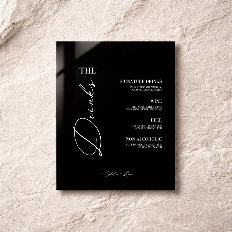 Aria Collection Acrylic Wedding Bar & Drinks Sign