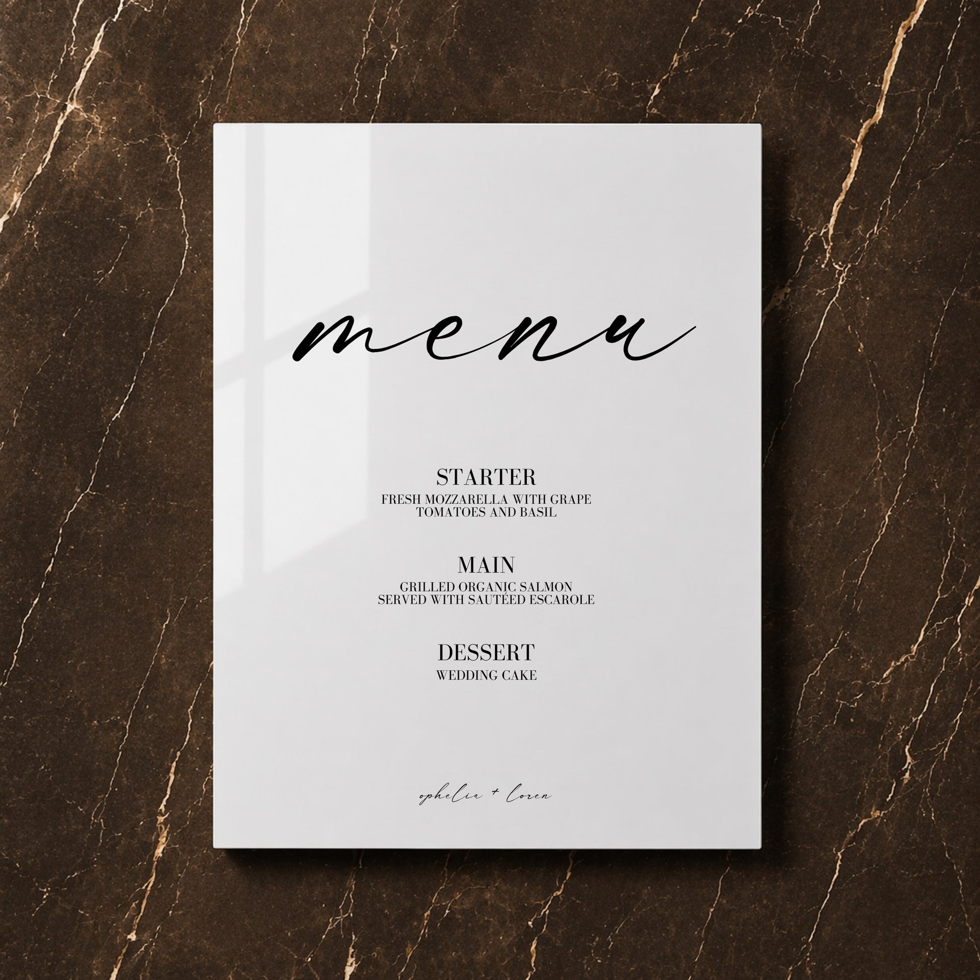 Aria Collection Acrylic Wedding Menu Sign