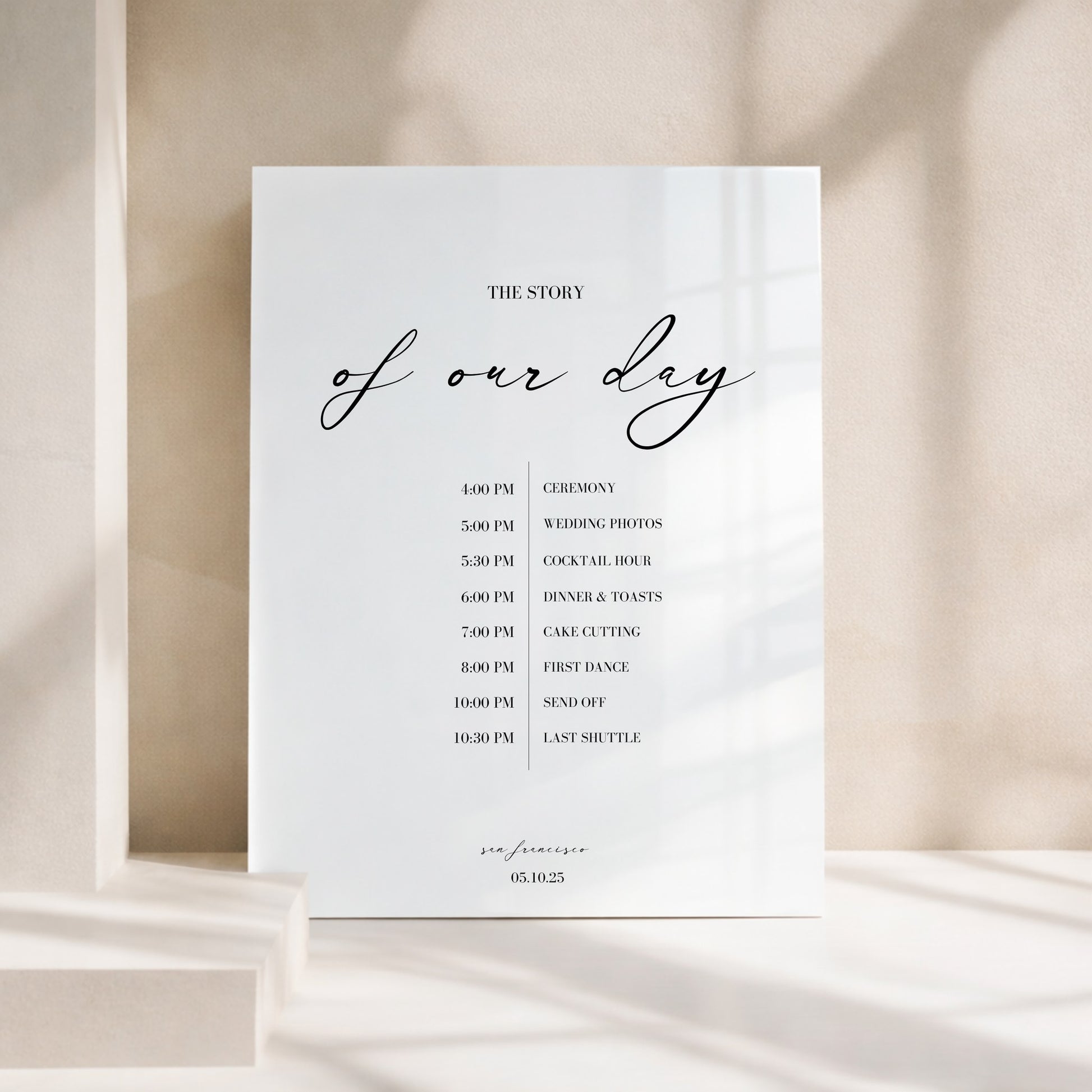 Aria Collection Acrylic Wedding Order of Events Sign