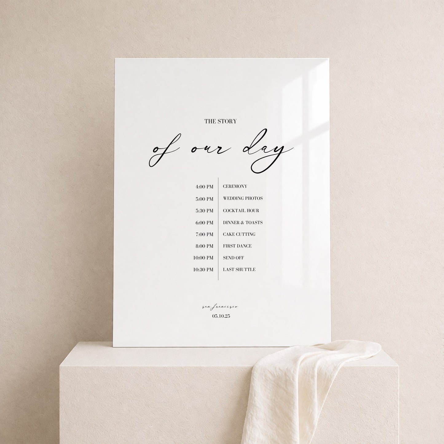 Aria Collection Acrylic Wedding Order of Events Sign