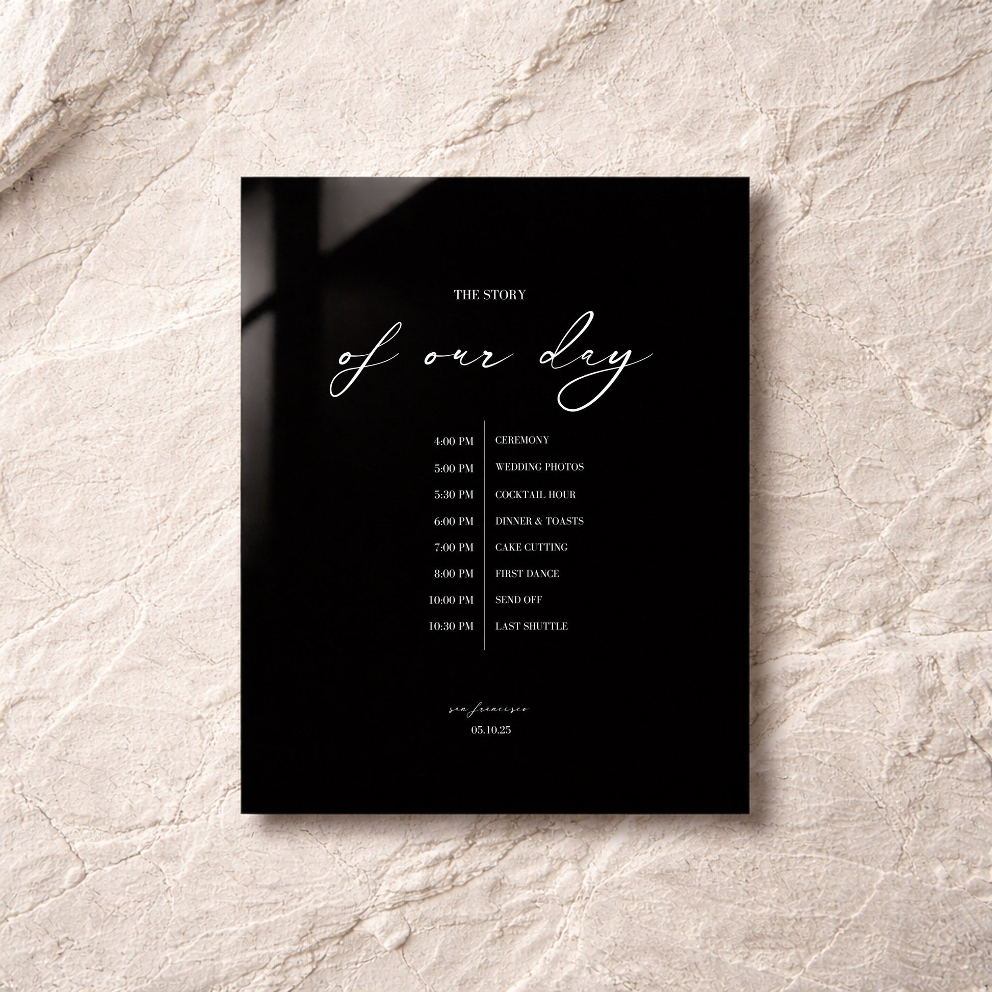 Aria Collection Acrylic Wedding Order of Events Sign
