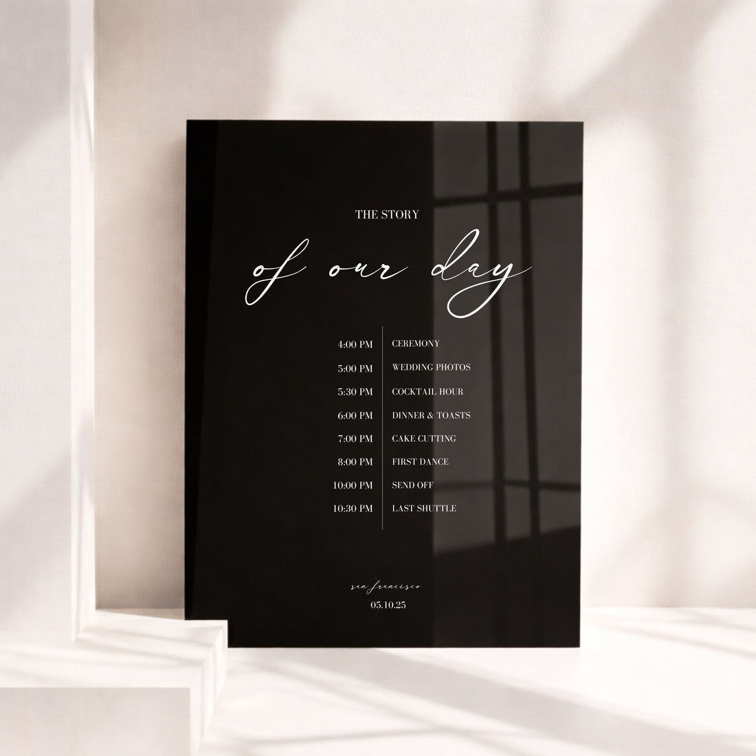 Aria Collection Acrylic Wedding Order of Events Sign