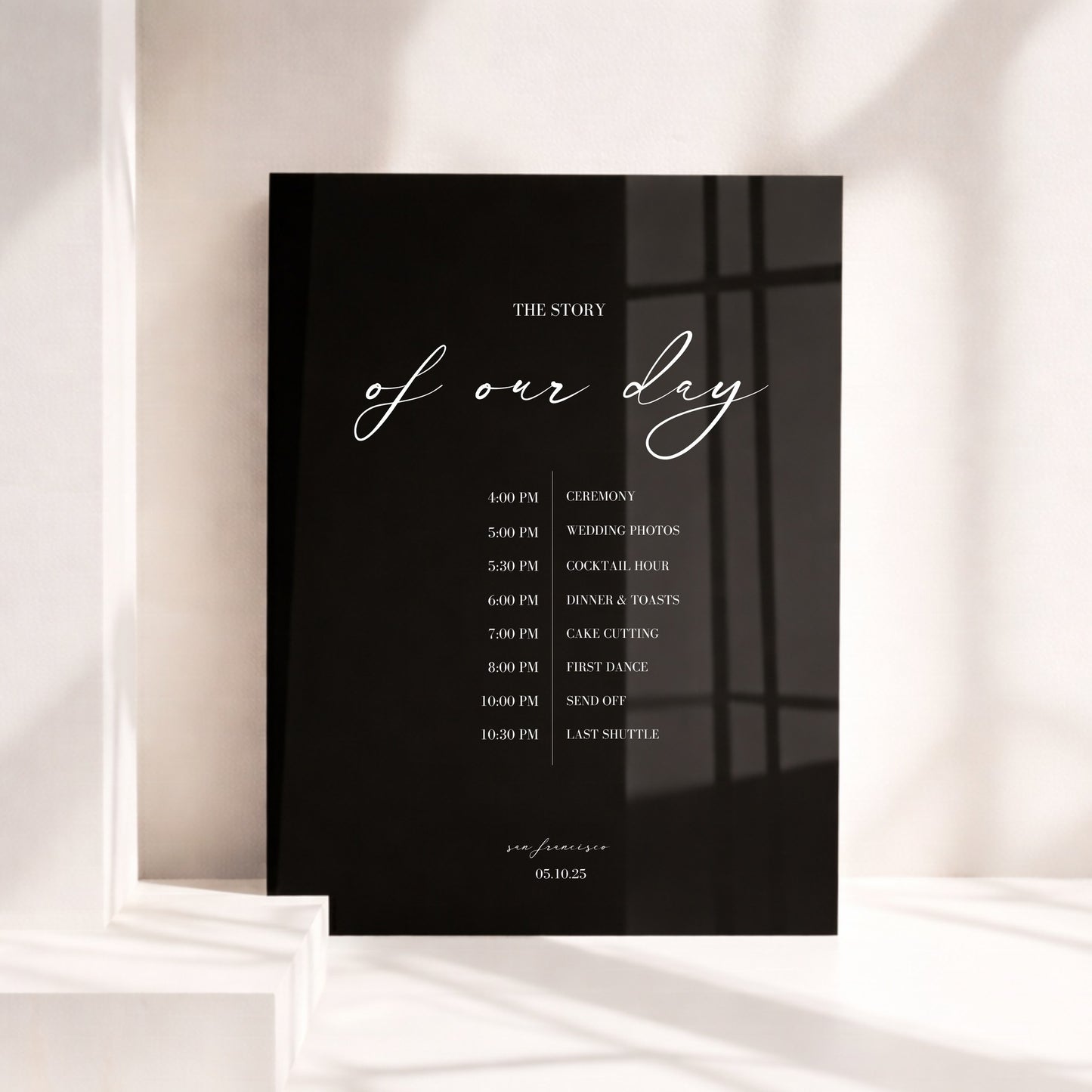 Aria Collection Acrylic Wedding Order of Events Sign