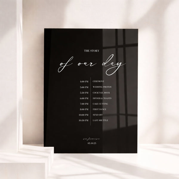 Aria Collection Acrylic Wedding Order of Events Sign