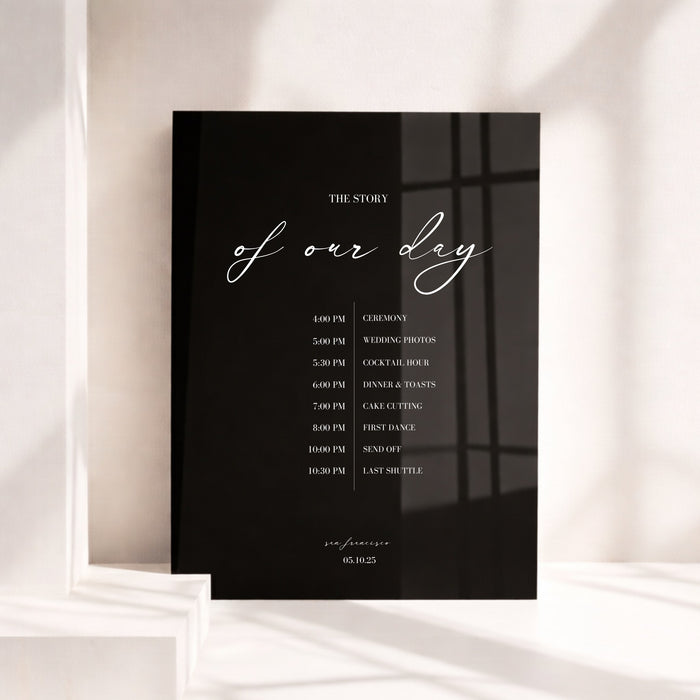 Aria Collection Acrylic Wedding Order of Events Sign