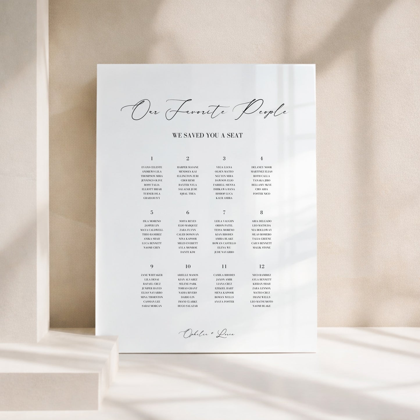 Aria Collection Acrylic Wedding Seating Chart Sign