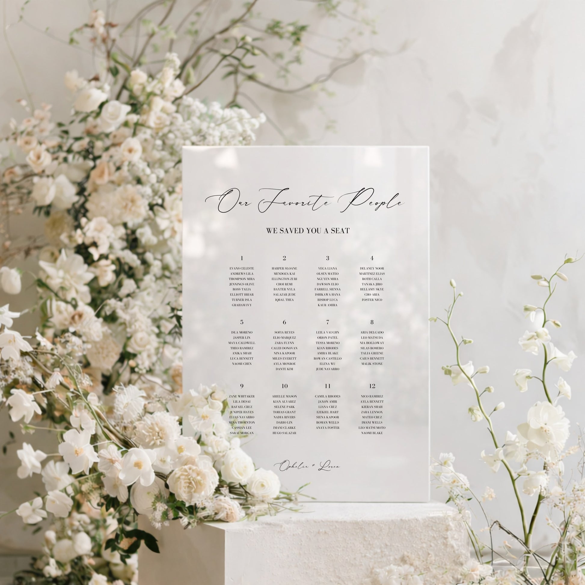 Aria Collection Acrylic Wedding Seating Chart Sign