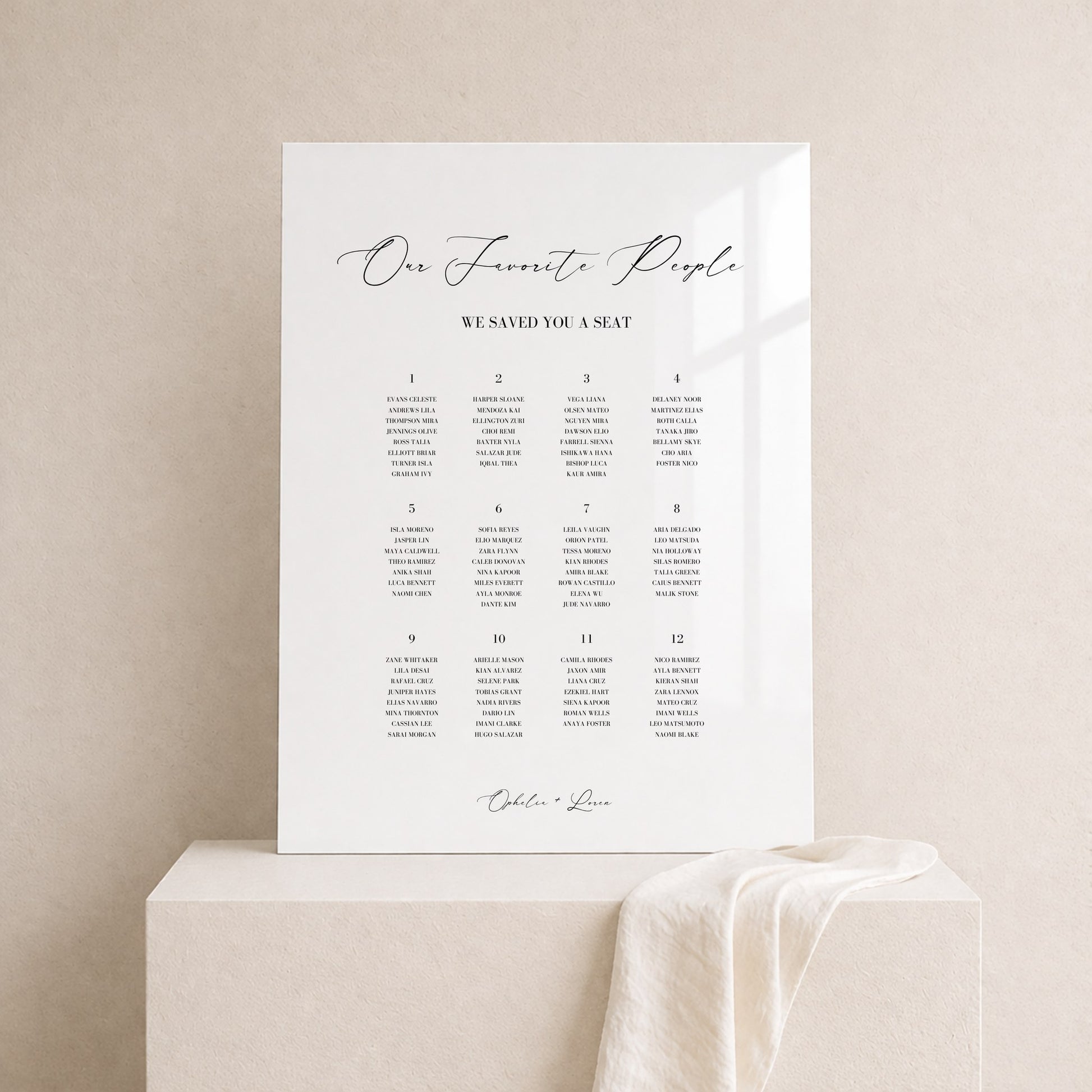 Aria Collection Acrylic Wedding Seating Chart Sign
