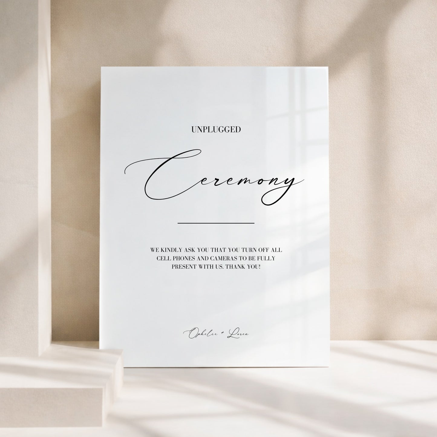 Aria Collection Acrylic Wedding Unplugged Ceremony Sign