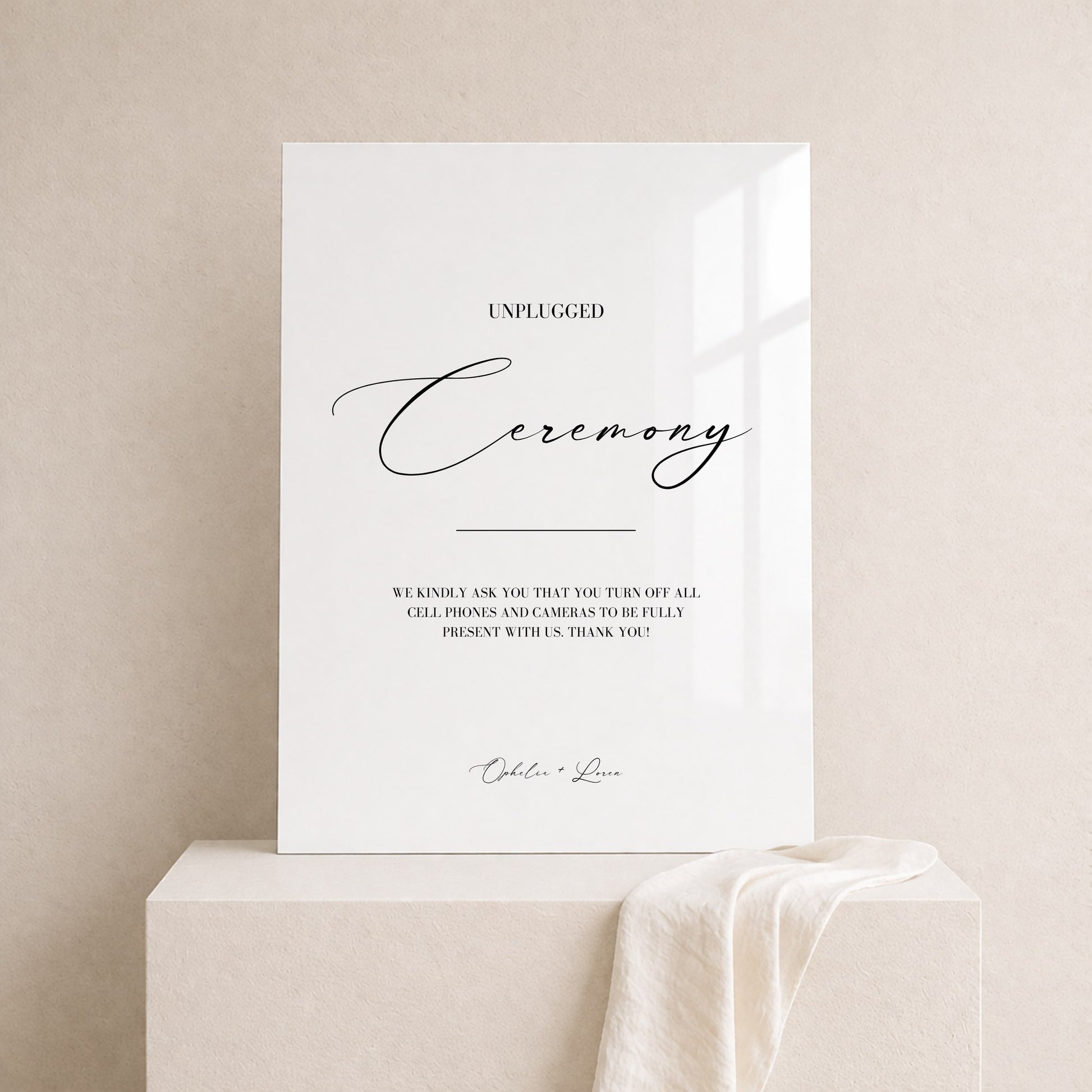 Aria Collection Acrylic Wedding Unplugged Ceremony Sign