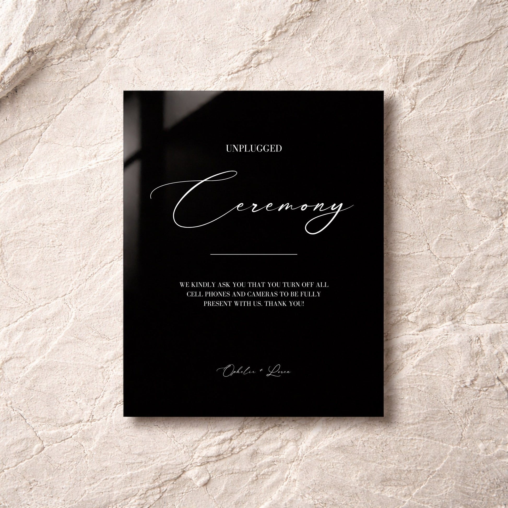 Aria Collection Acrylic Wedding Unplugged Ceremony Sign
