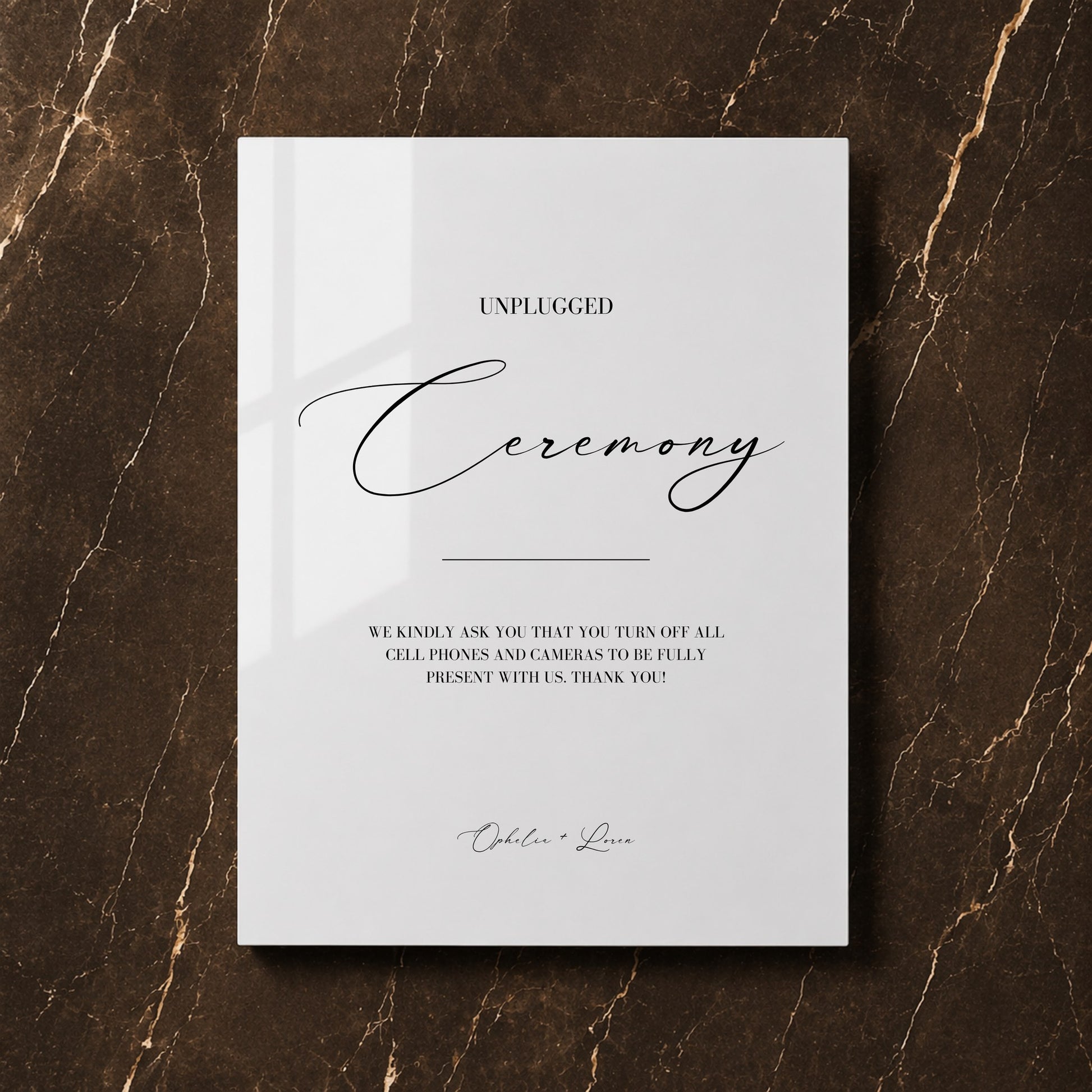 Aria Collection Acrylic Wedding Unplugged Ceremony Sign