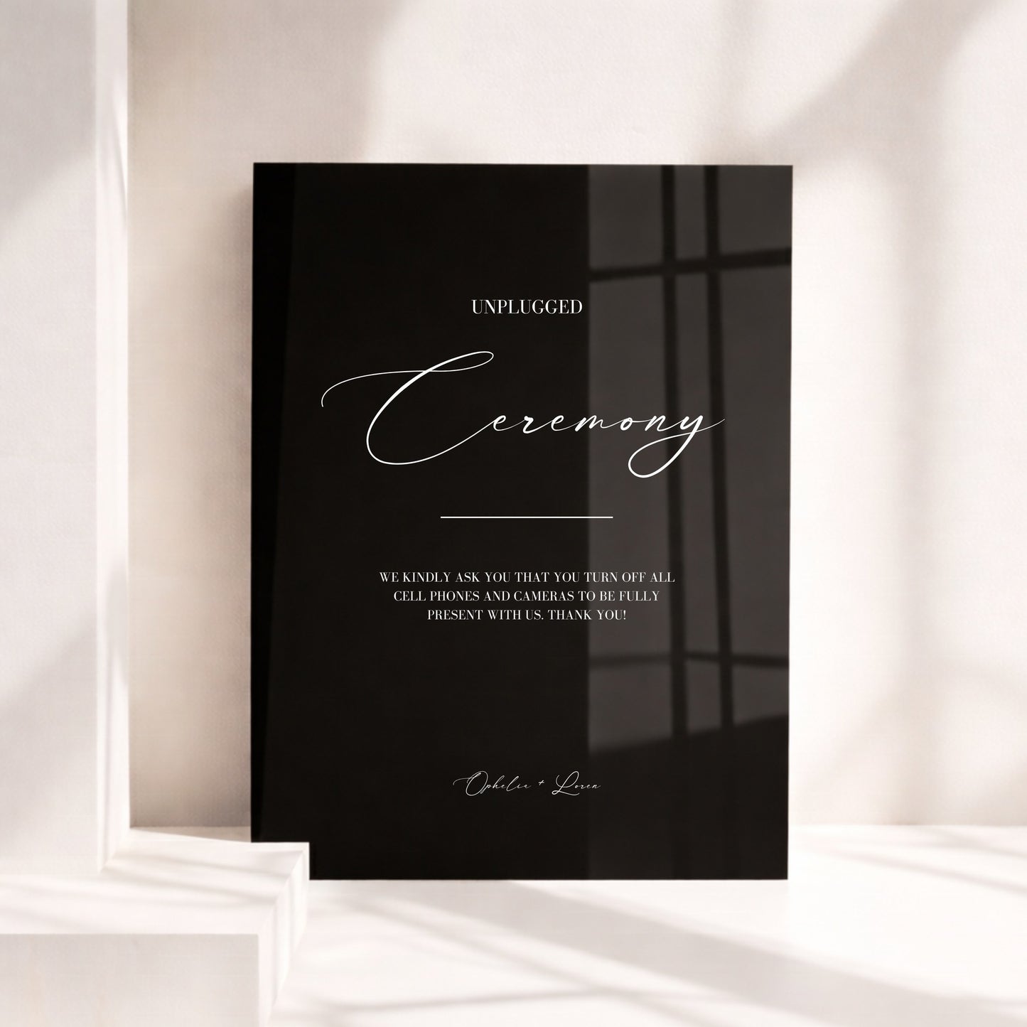 Aria Collection Acrylic Wedding Unplugged Ceremony Sign