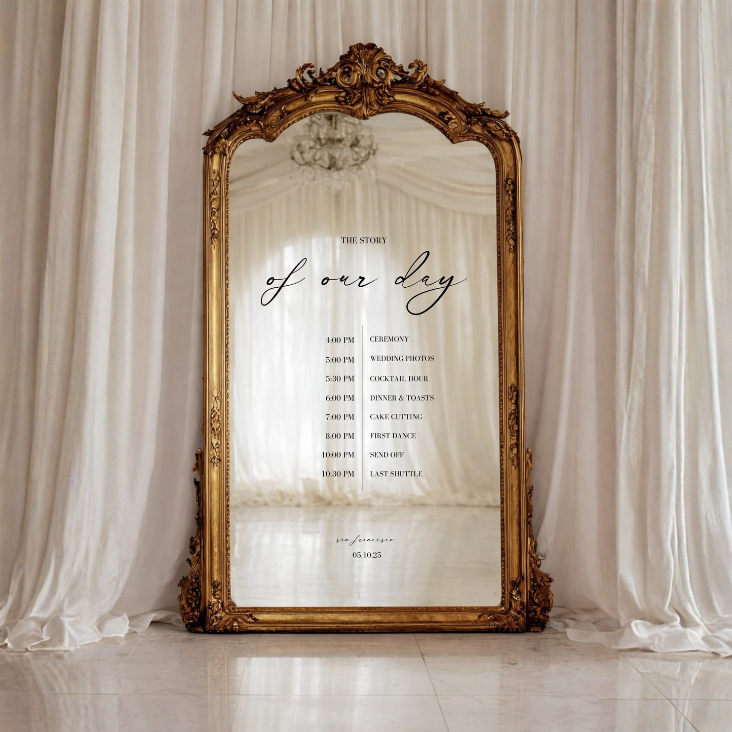 Aria Collection Decal Wedding Order of Events Sign