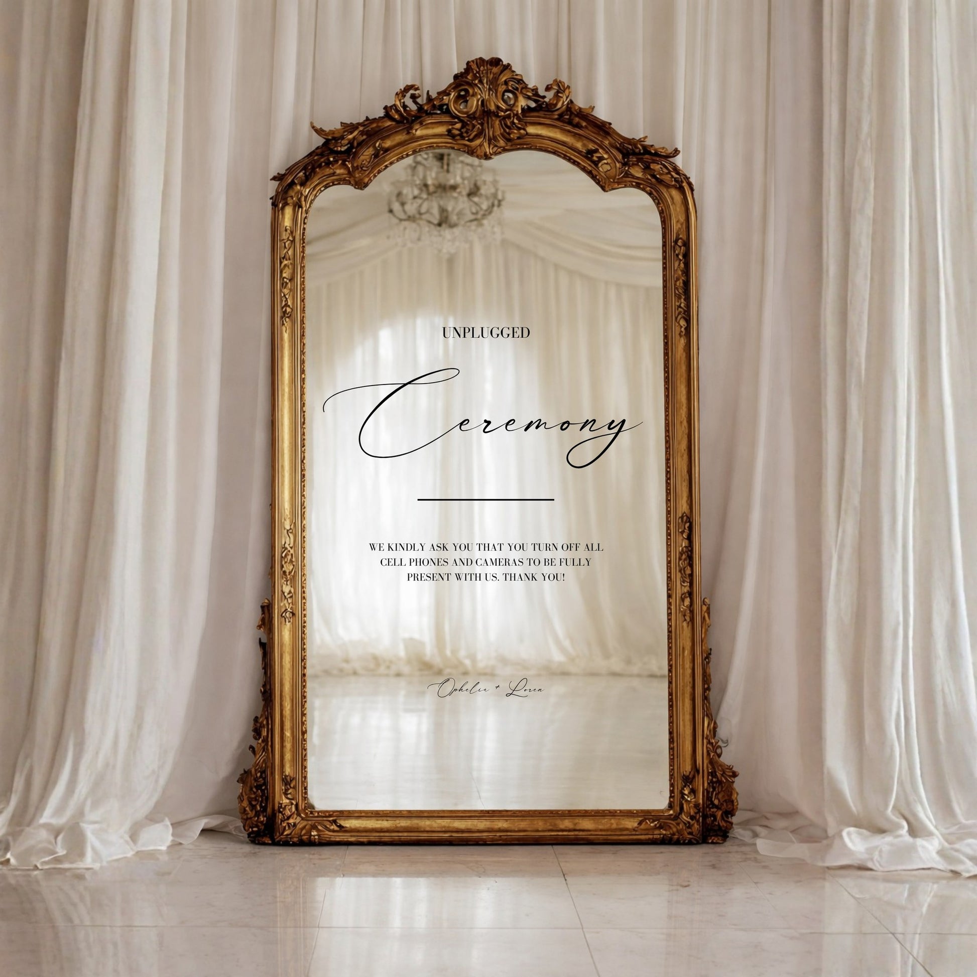 Aria Collection Decal Wedding Unplugged Ceremony Sign