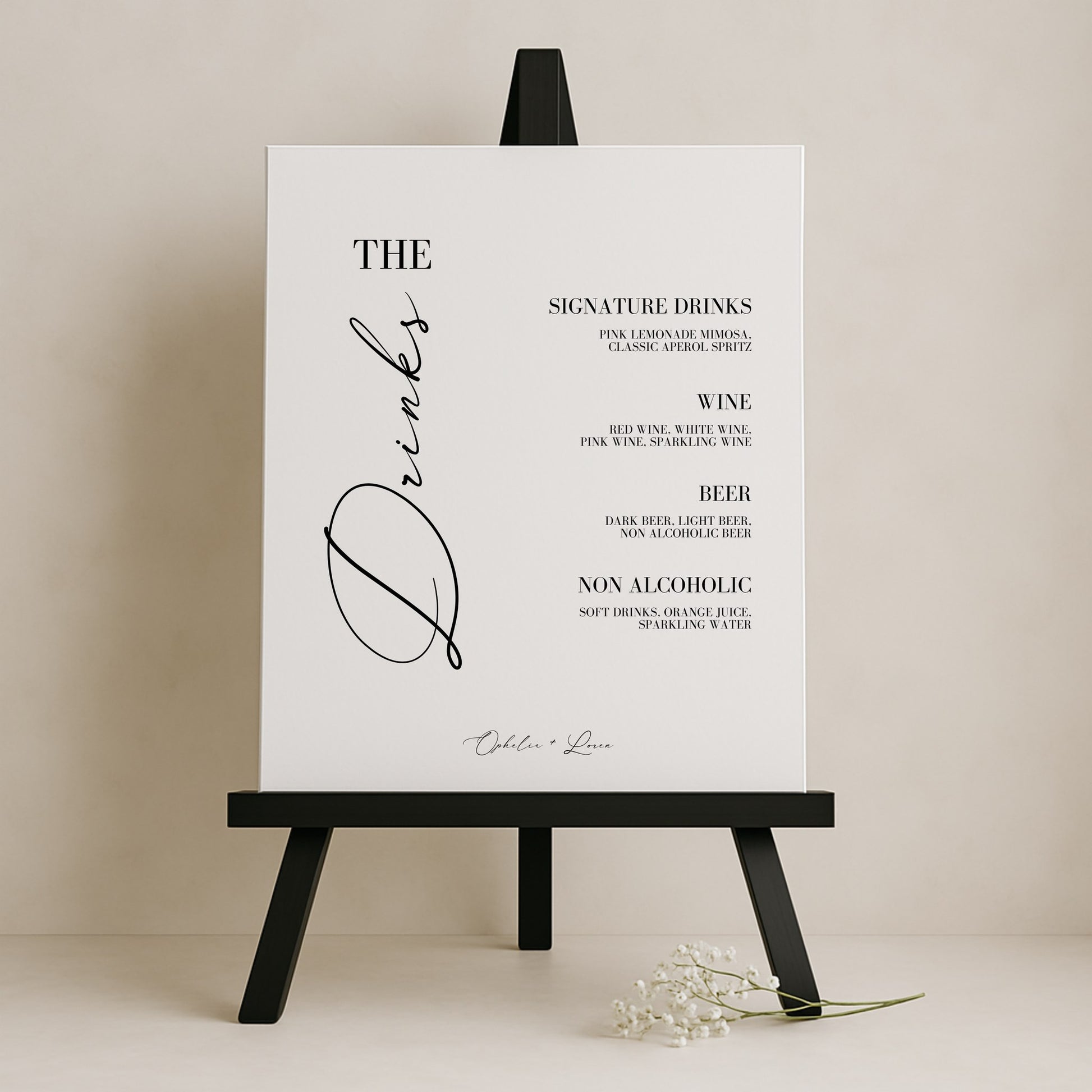 Aria Collection Gatorboard Wedding Bar & Drinks Sign