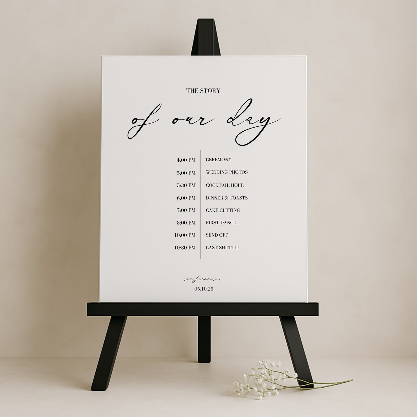 Aria Collection Gatorboard Wedding Order of Events Sign