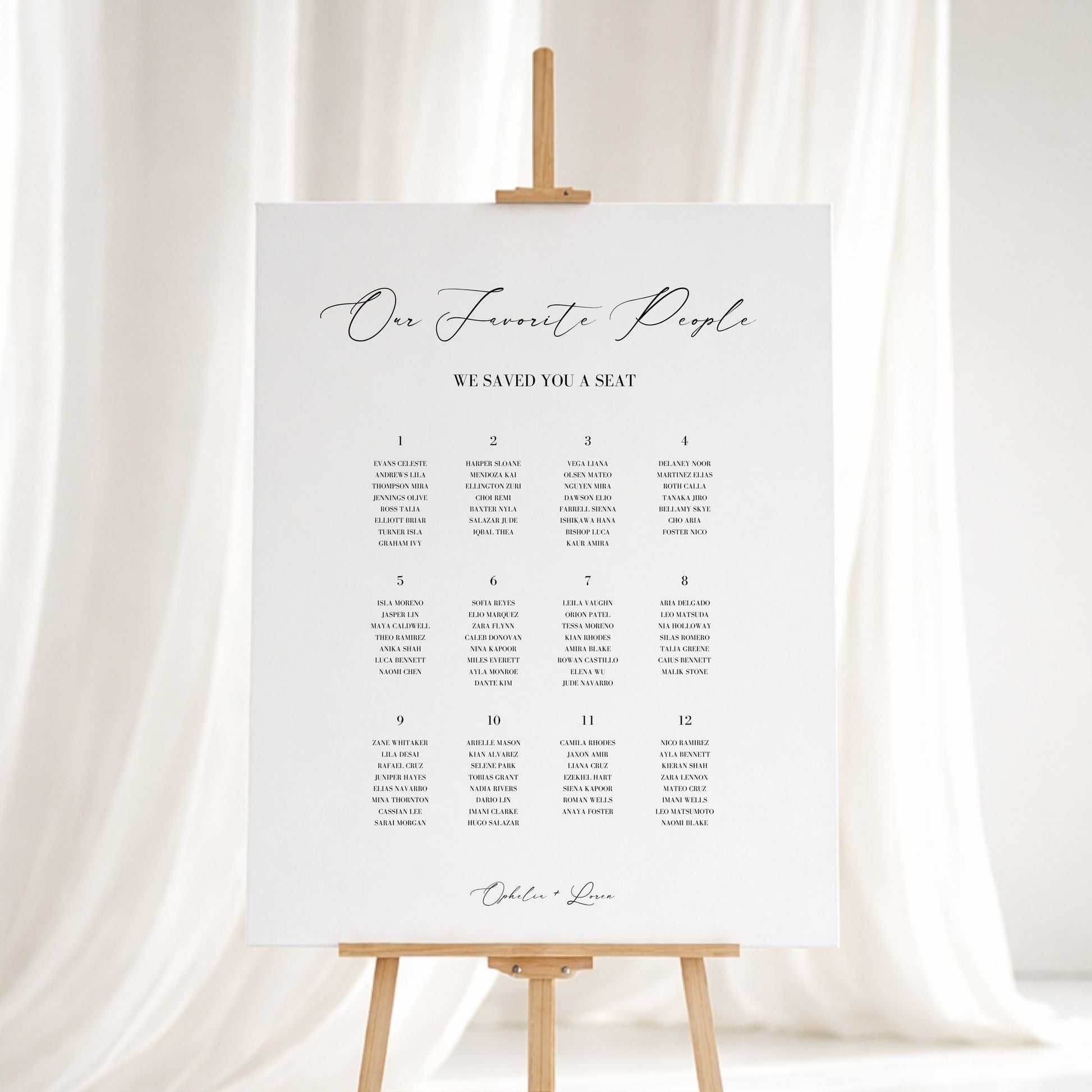 Aria Collection Gatorboard Wedding Seating Chart Sign