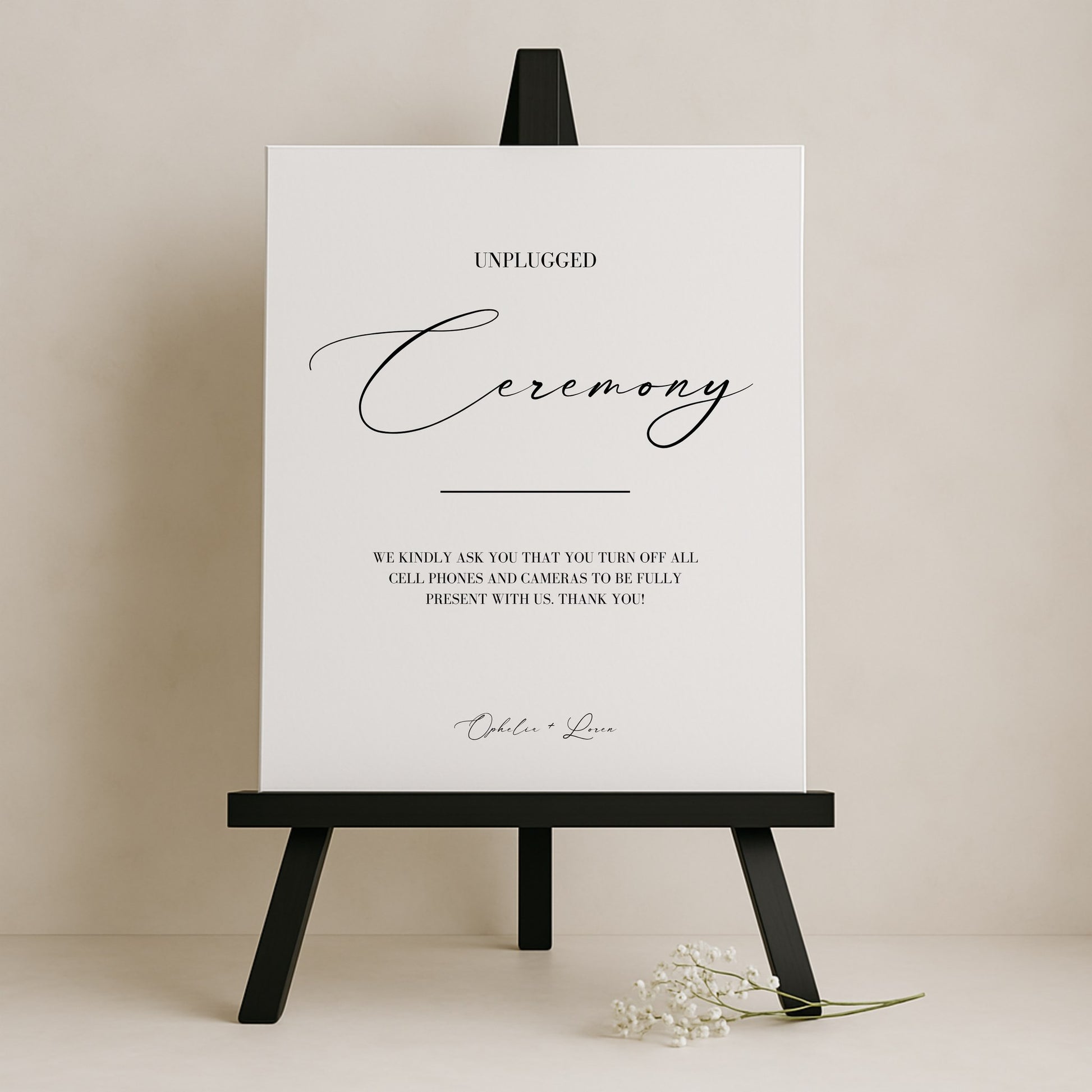 Aria Collection Gatorboard Wedding Unplugged Ceremony Sign