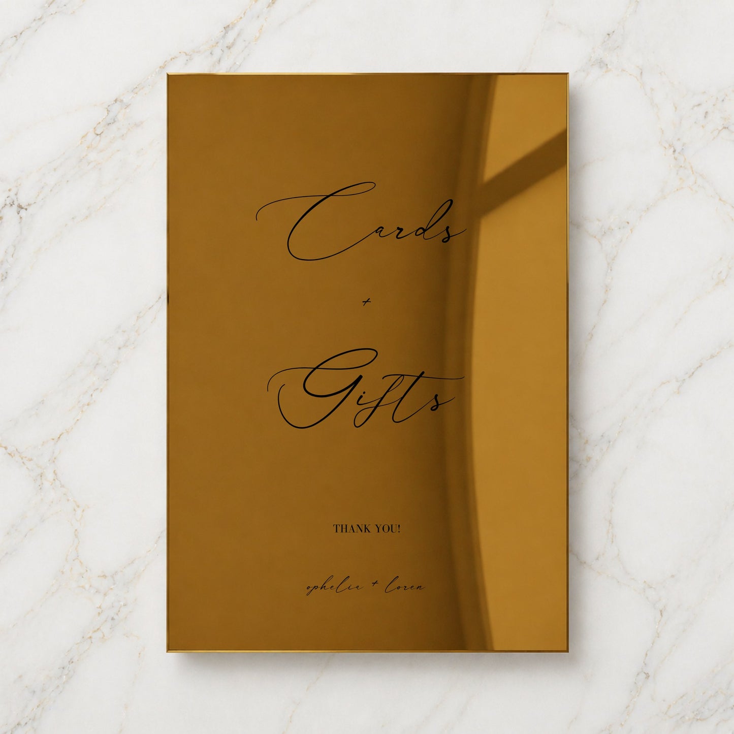 Aria Collection Gold Mirror Wedding Cards & Gifts Sign