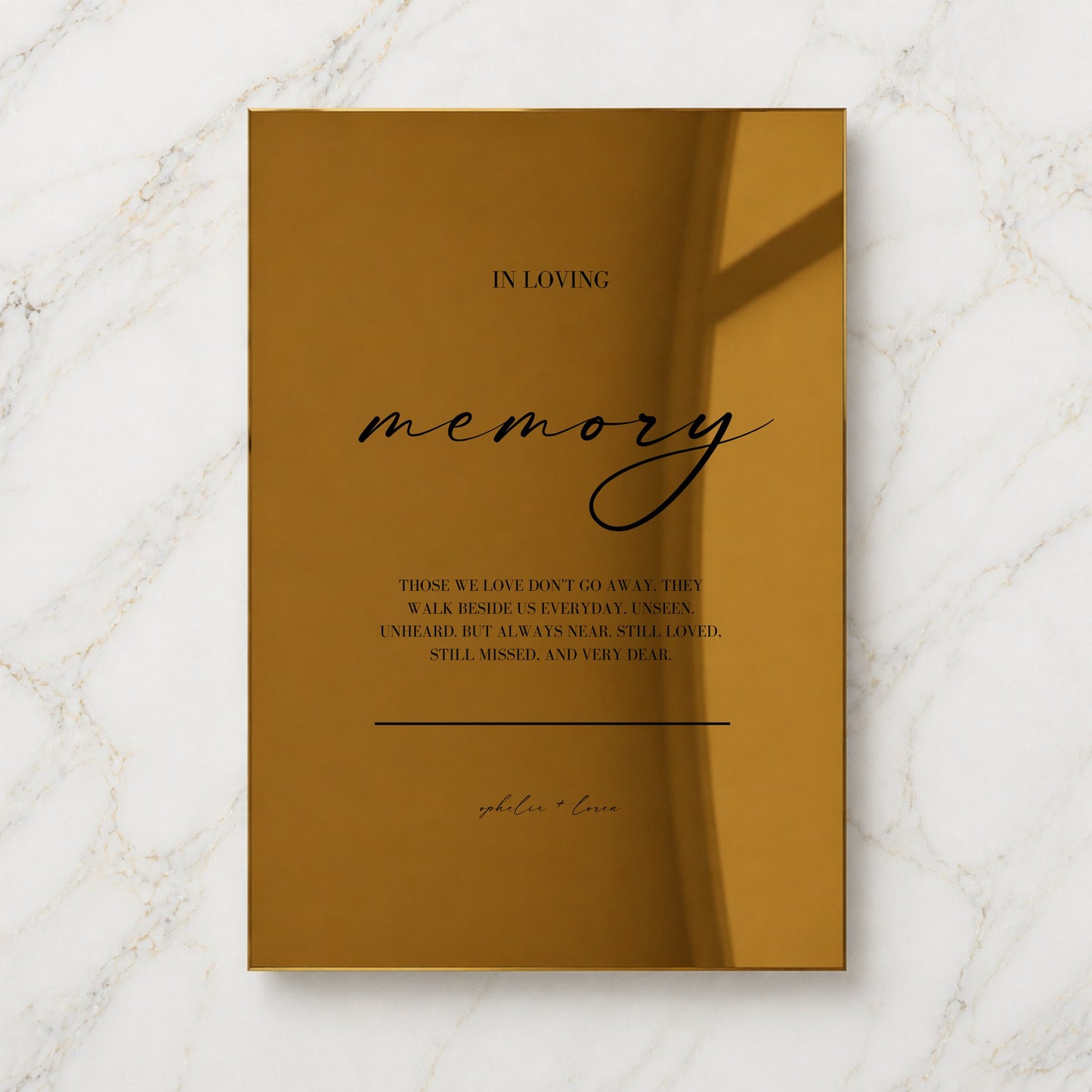 Aria Collection Gold Mirror Wedding In Loving Memory Sign