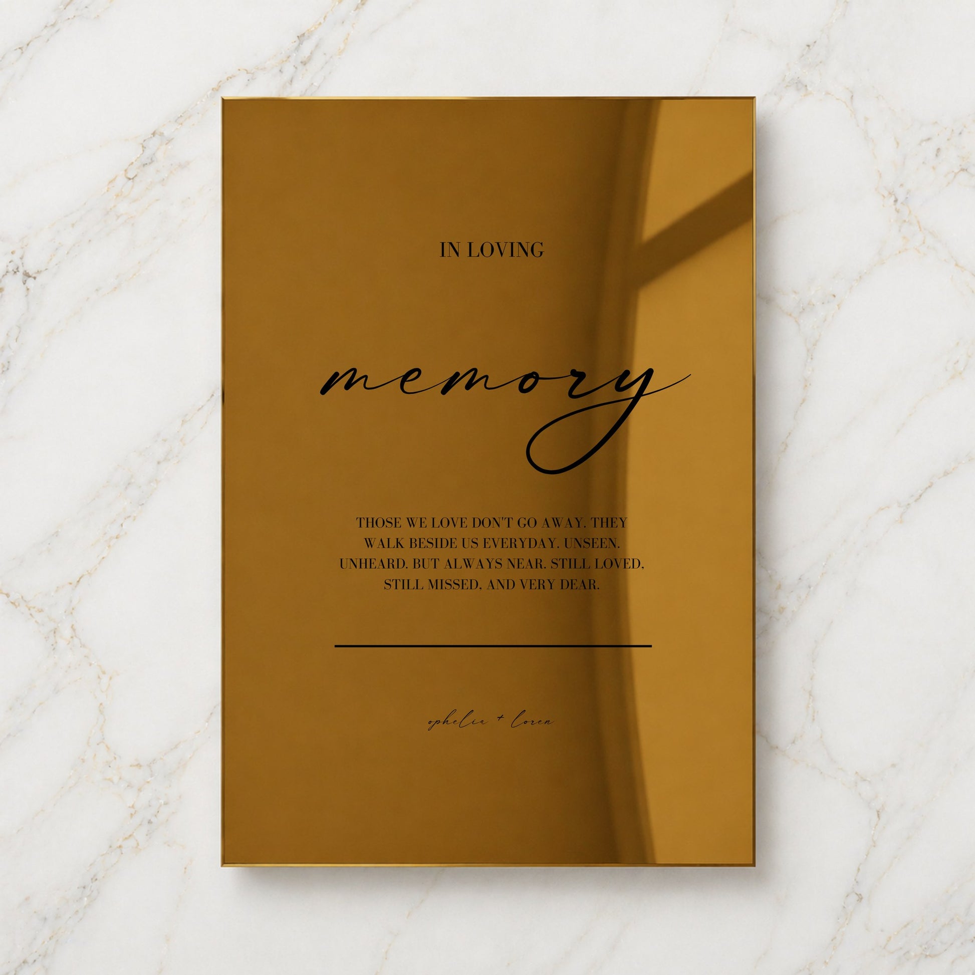 Aria Collection Gold Mirror Wedding In Loving Memory Sign