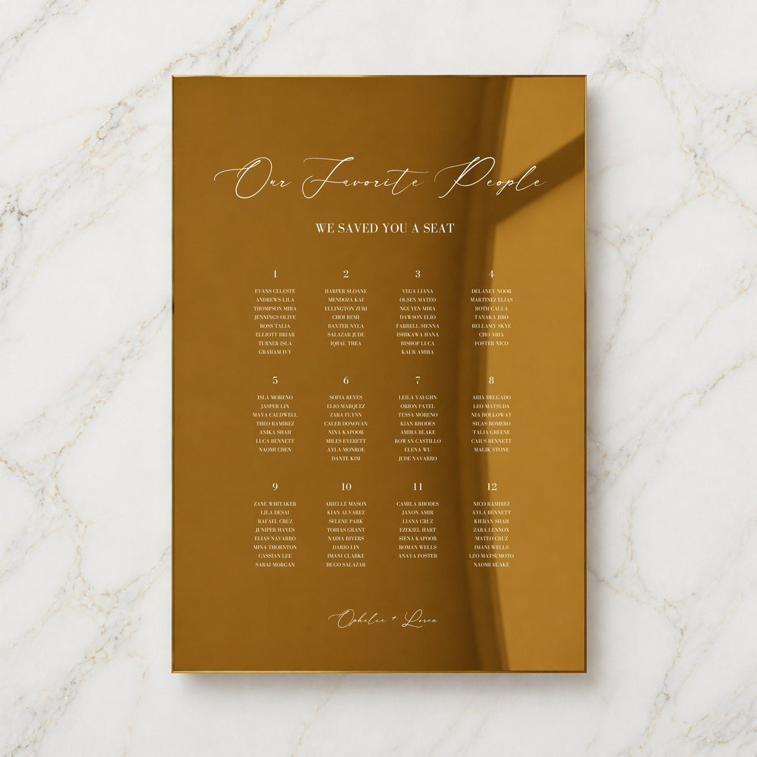 Aria Collection Gold Mirror Wedding Seating Chart Sign