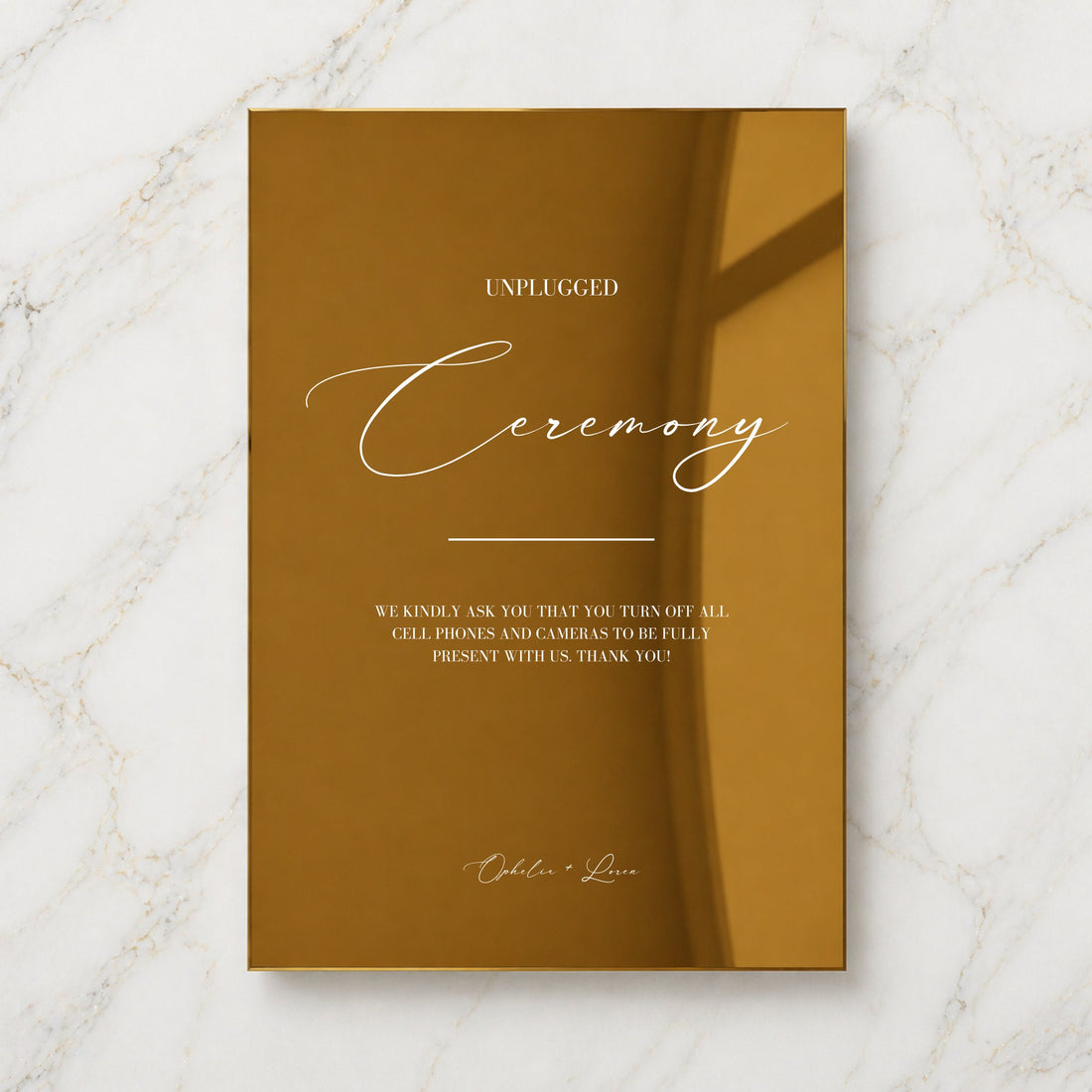 Aria Collection Gold Mirror Wedding Unplugged Ceremony Sign