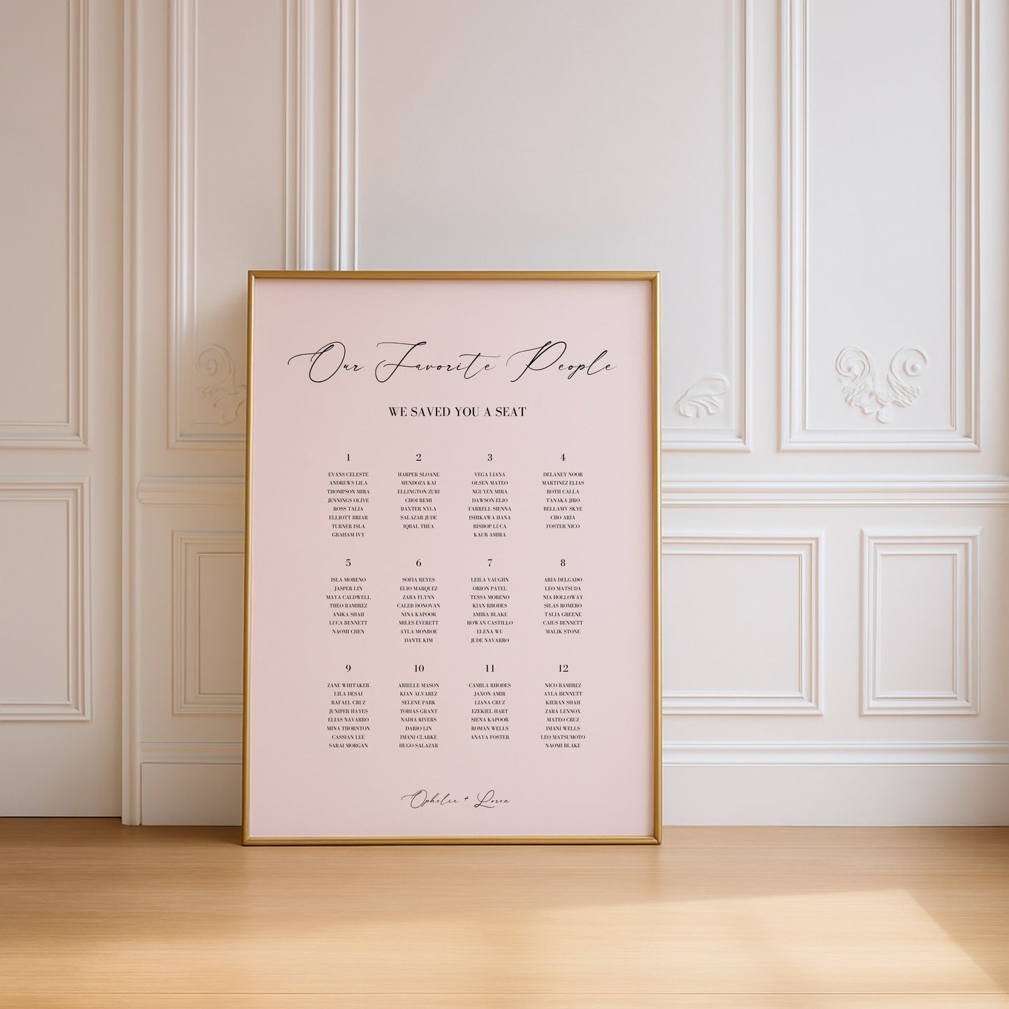 Aria Collection Poster Wedding Seating Chart Sign