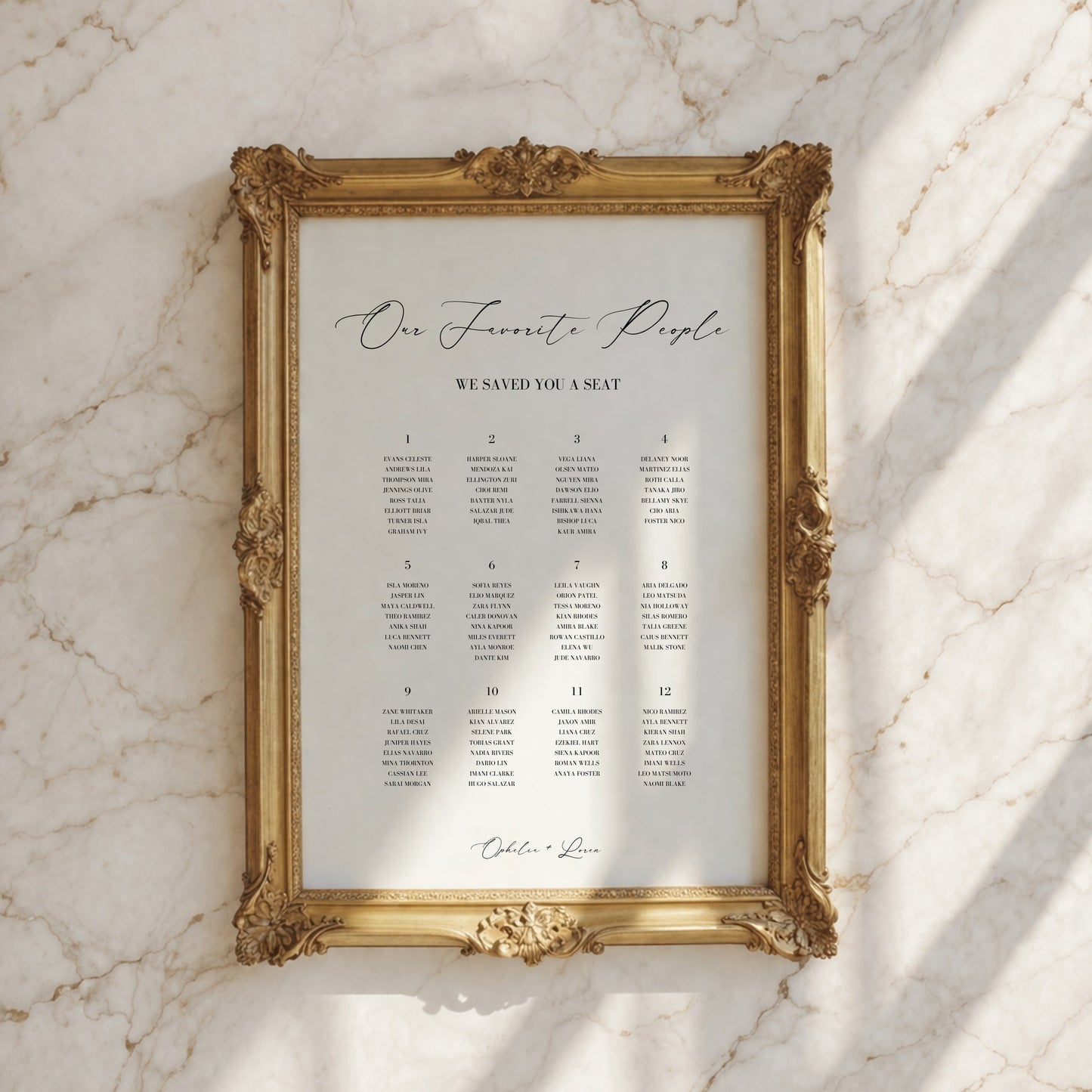 Aria Collection Poster Wedding Seating Chart Sign