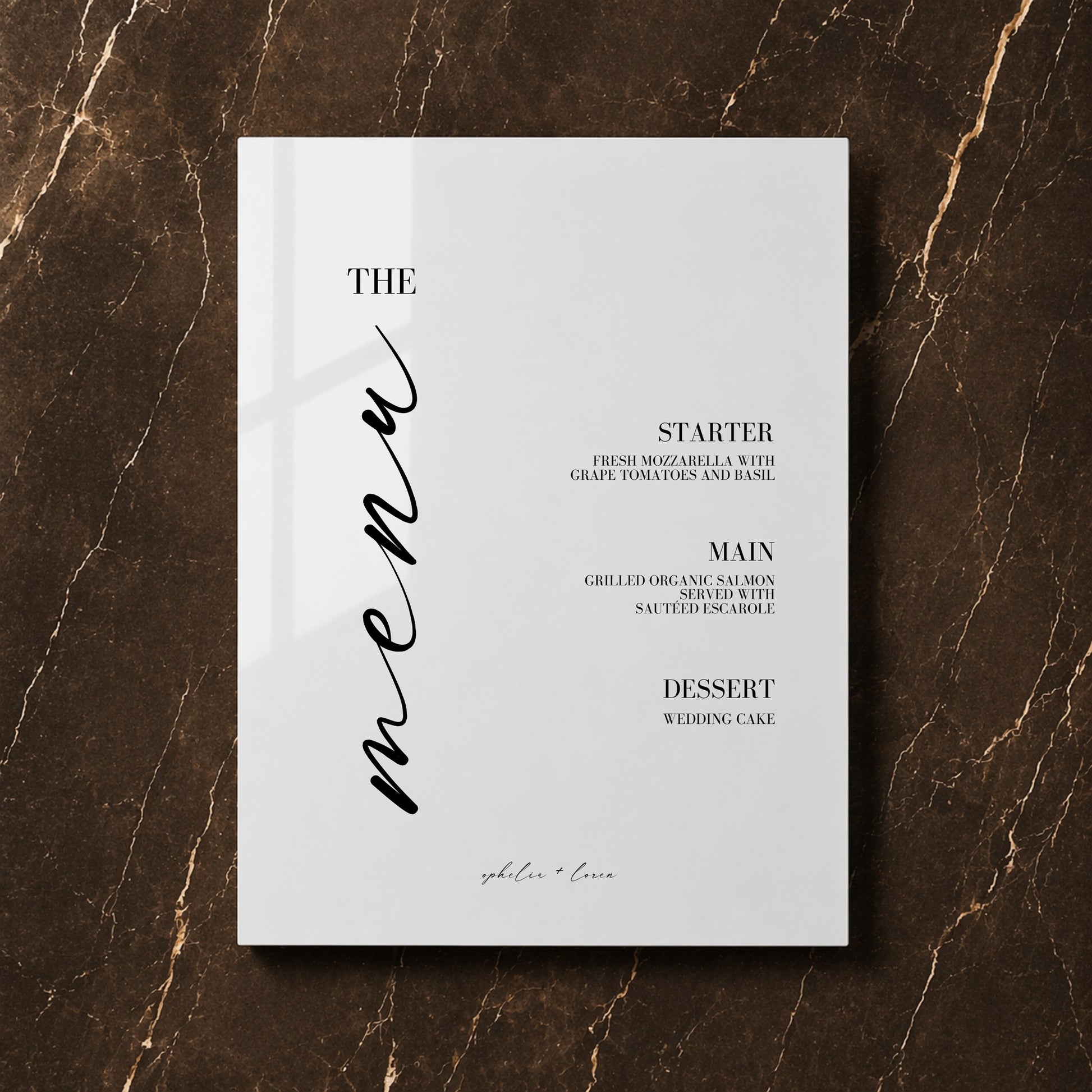 Aria Collection Acrylic Wedding Menu Sign