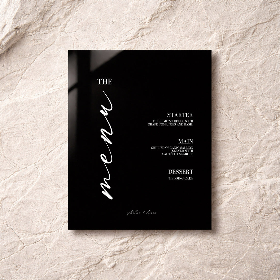 Aria Collection Acrylic Wedding Menu Sign