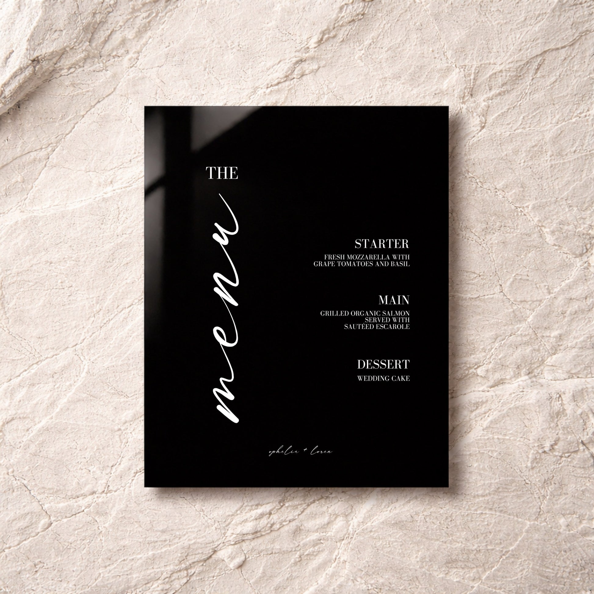 Aria Collection Acrylic Wedding Menu Sign